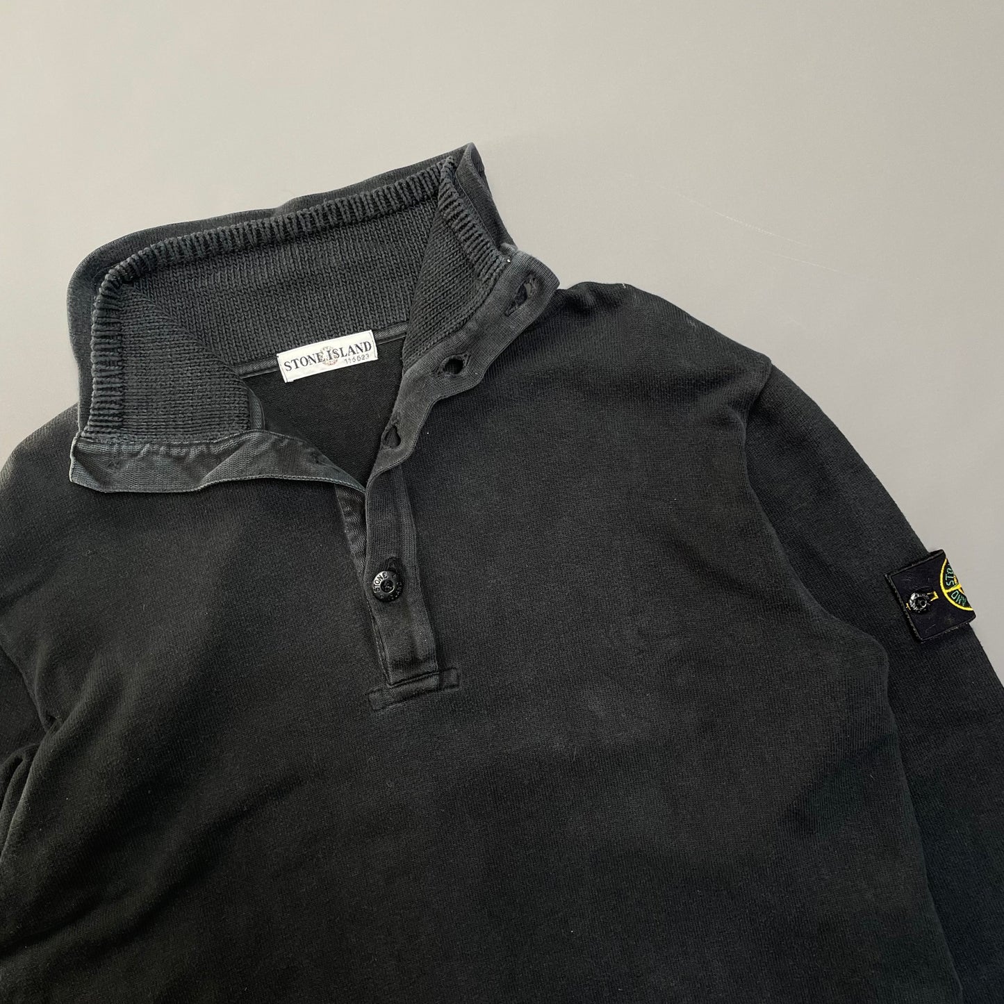 Stone Island Black Knit-Lined Collar Jumper AW00