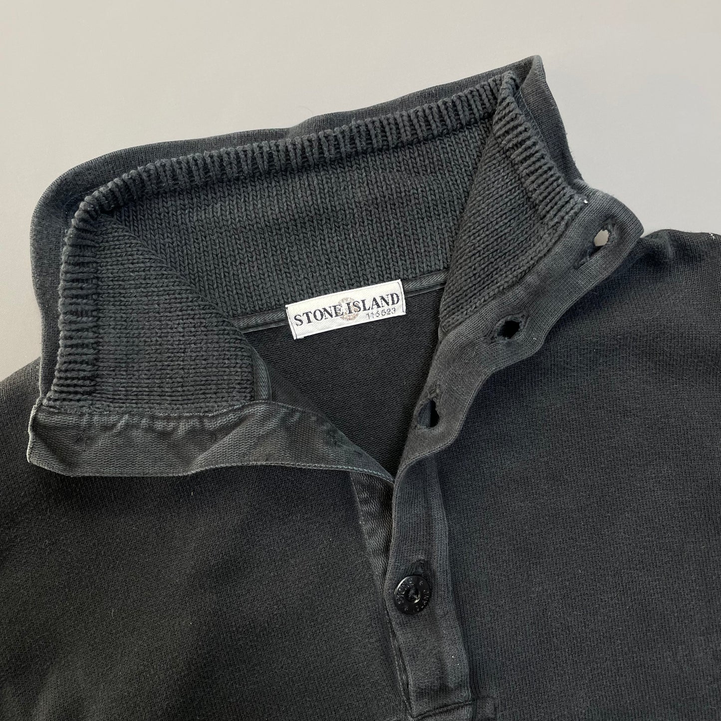 Stone Island Black Knit-Lined Collar Jumper AW00