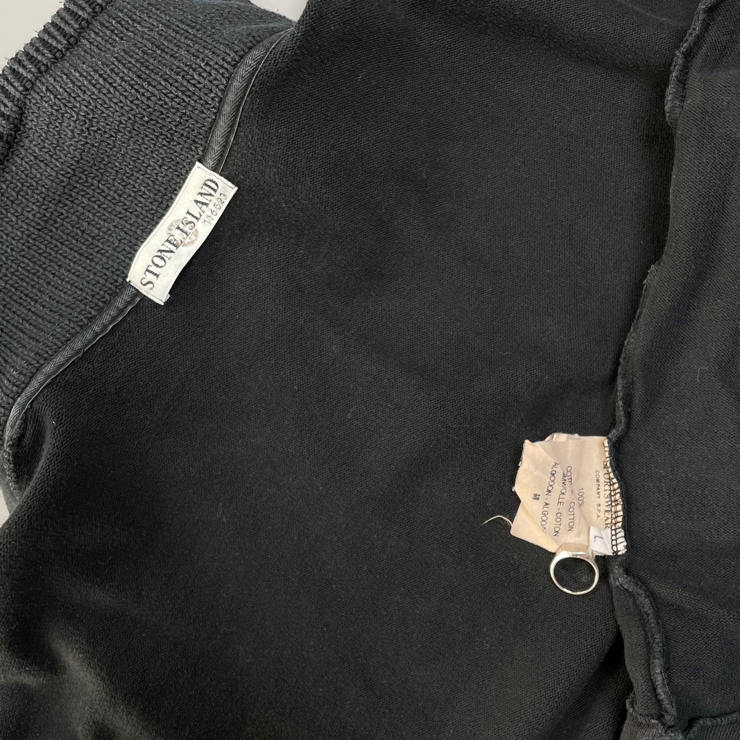 Stone Island Black Knit-Lined Collar Jumper AW00