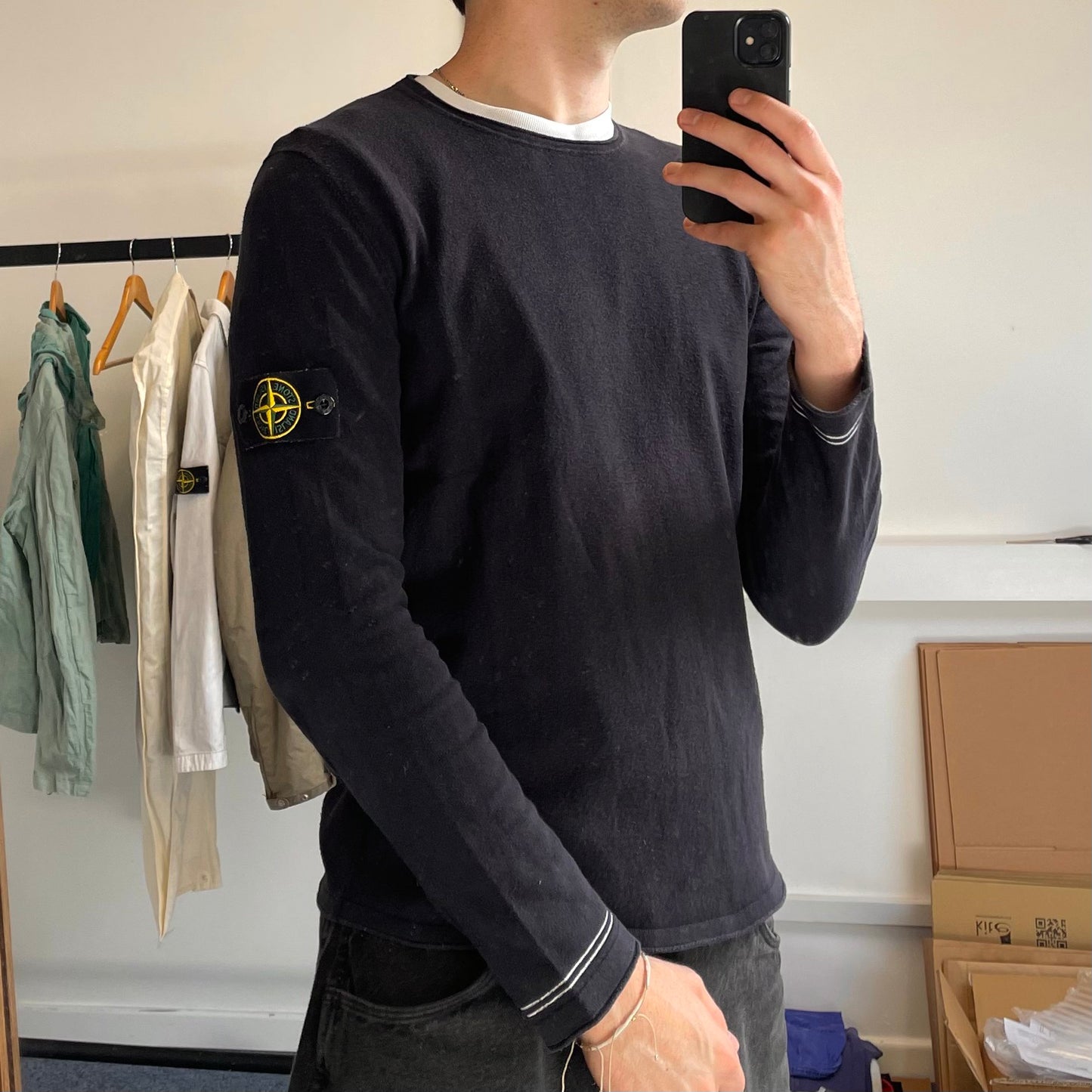 Stone Island Lightweight Navy Knit Jumper