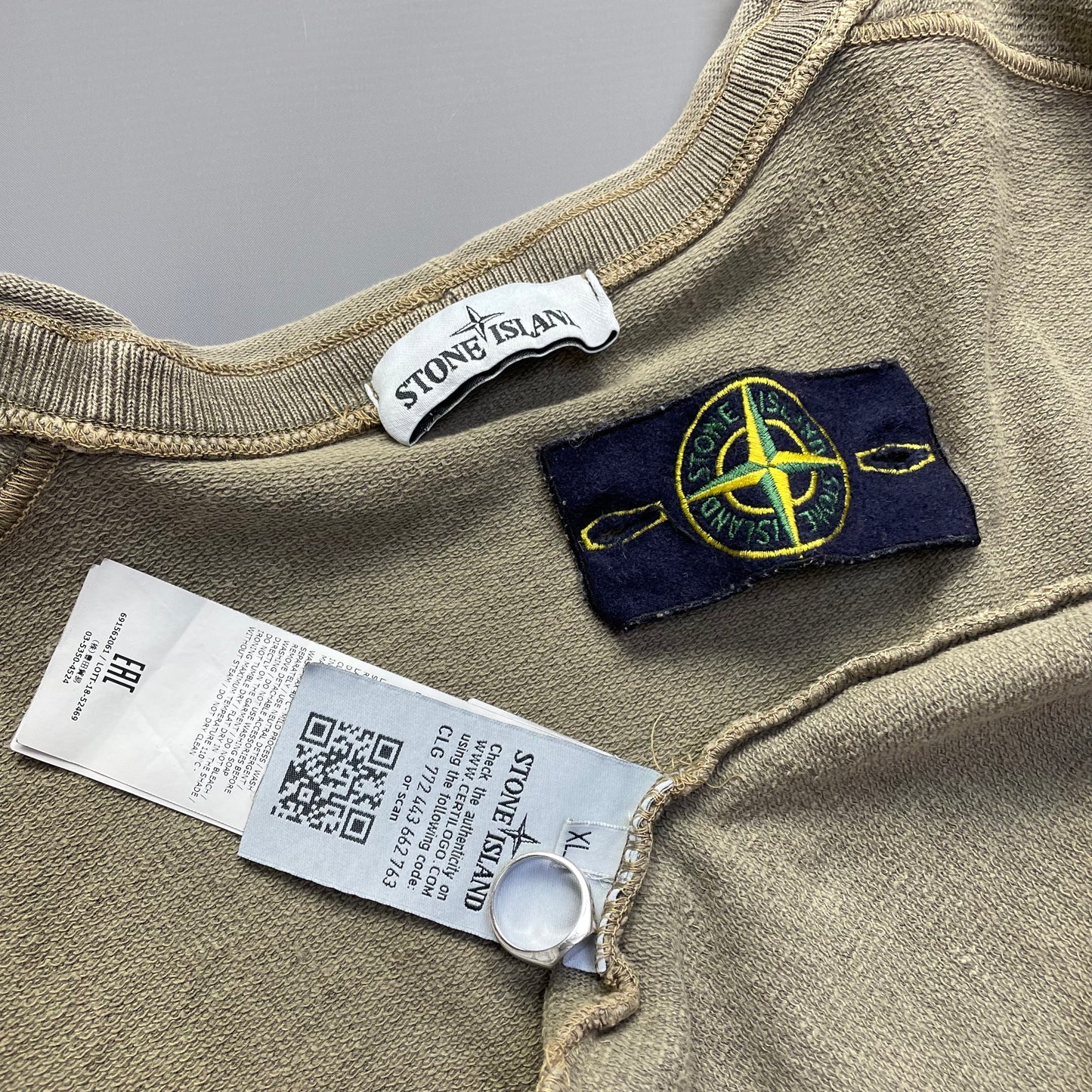 Stone Island Khaki Jumper w/ Back Panels