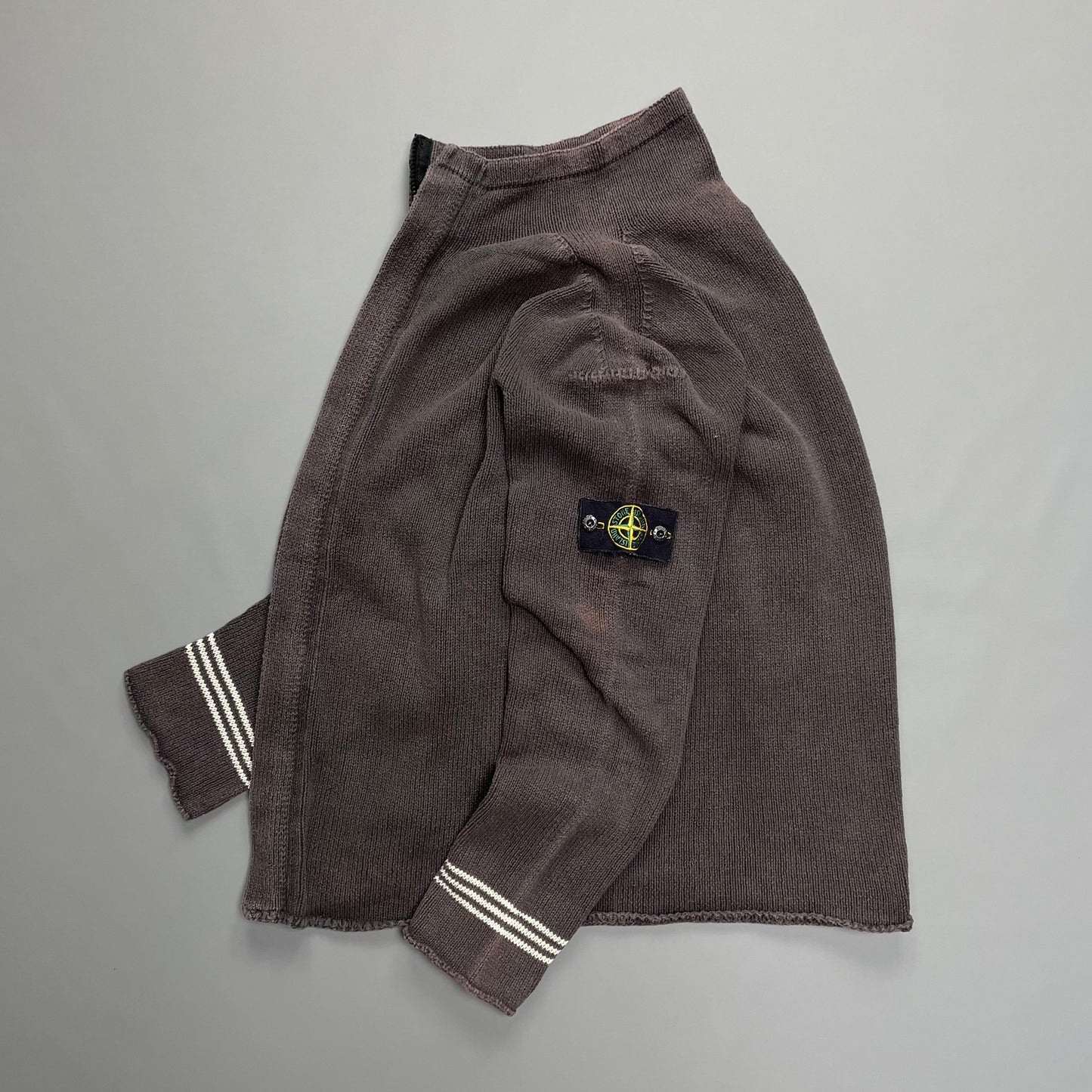 Stone Island Dark Grey Vintage Zip-Through Knit Jumper