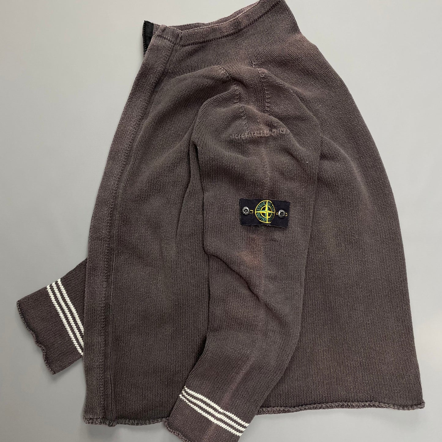 Stone Island Dark Grey Vintage Zip-Through Knit Jumper