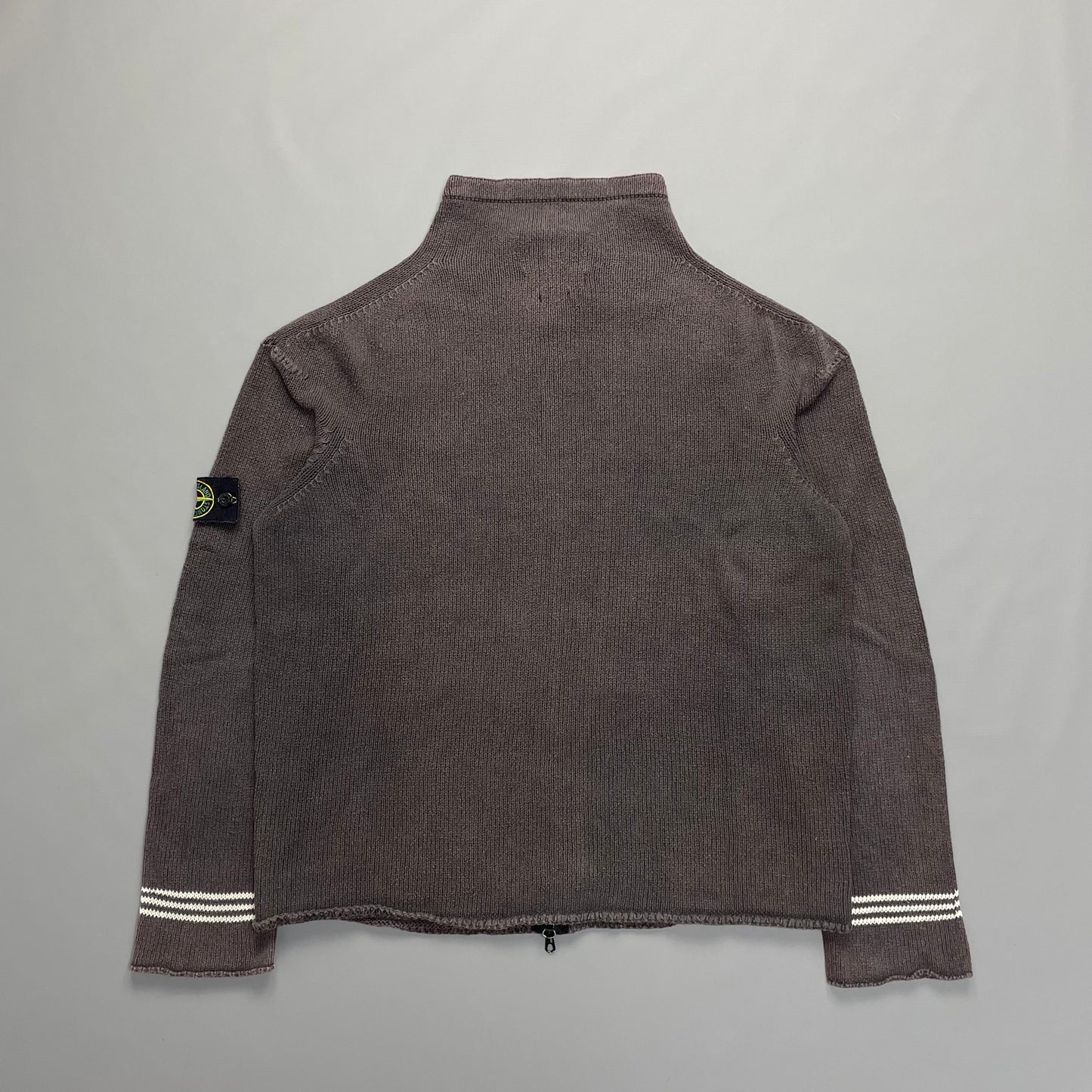 Stone Island Dark Grey Vintage Zip-Through Knit Jumper