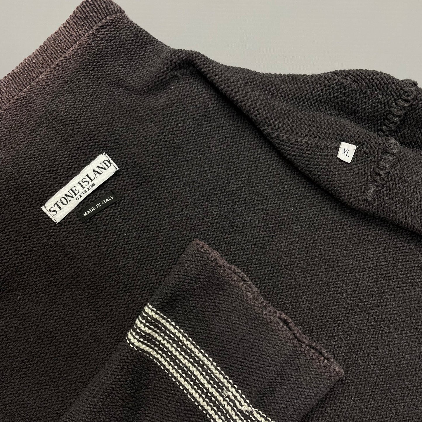 Stone Island Dark Grey Vintage Zip-Through Knit Jumper