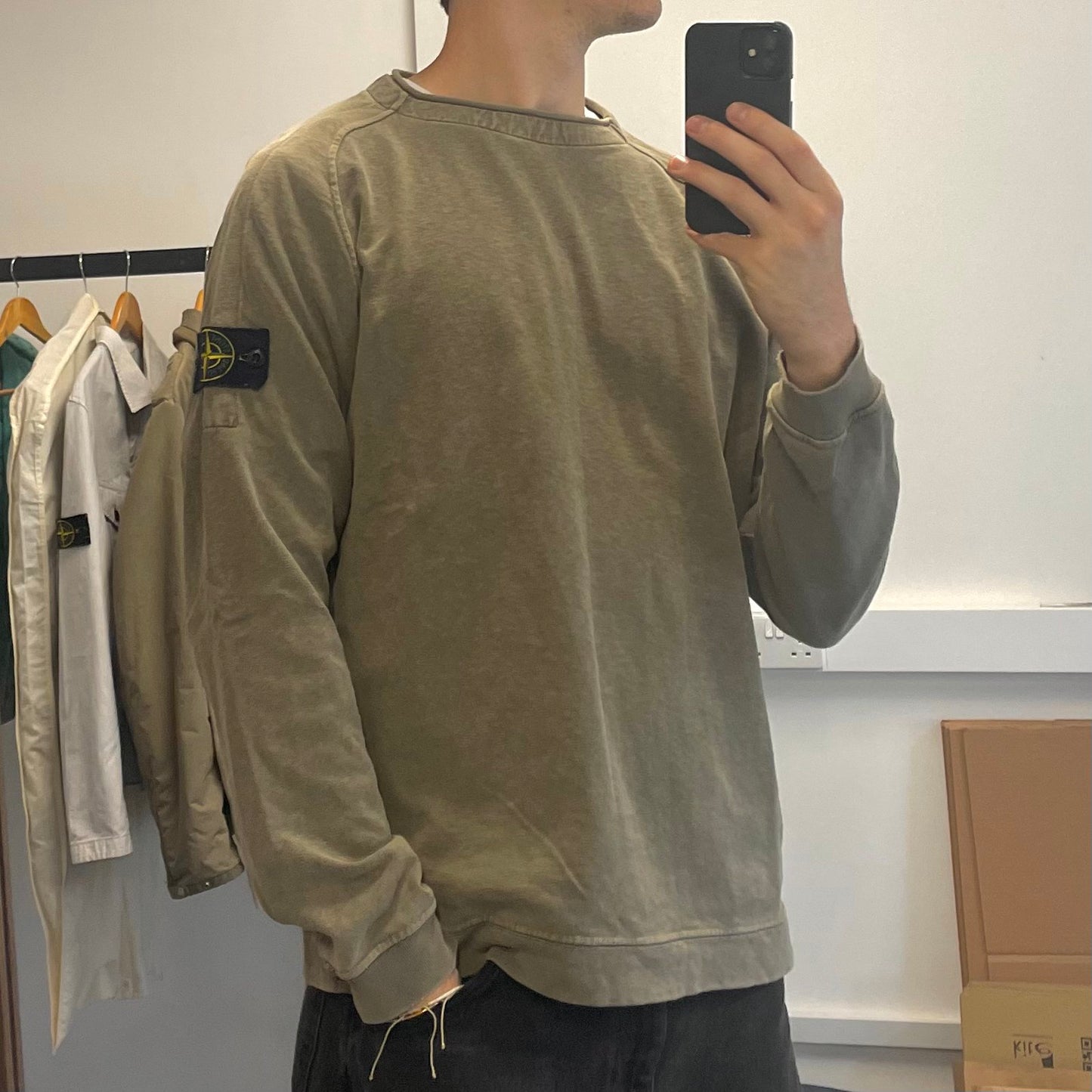 Stone Island Khaki Jumper w/ Back Panels