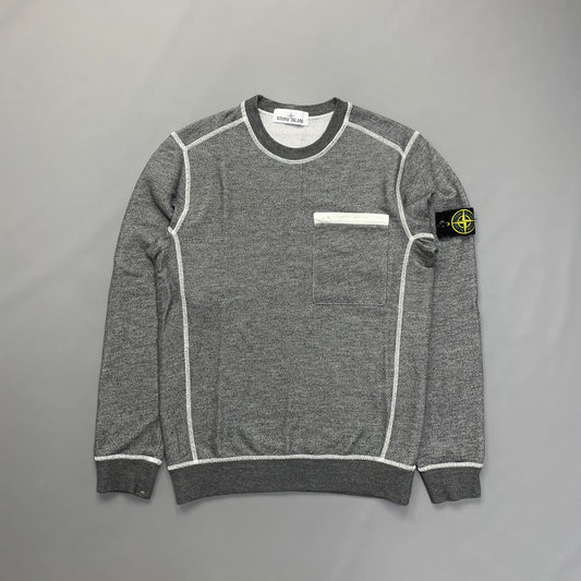 Stone Island Grey Contrast Stitching Jumper