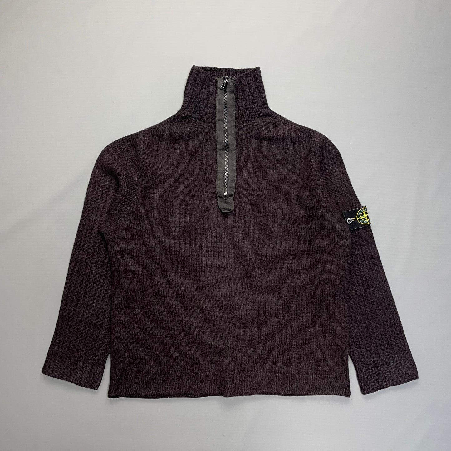 Stone Island Dark Brown AW02 Knit 1/4 Zip Jumper