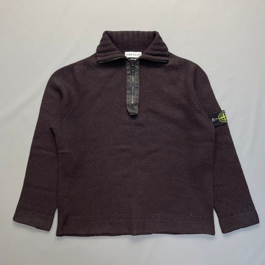 Stone Island Dark Brown AW02 Knit 1/4 Zip Jumper