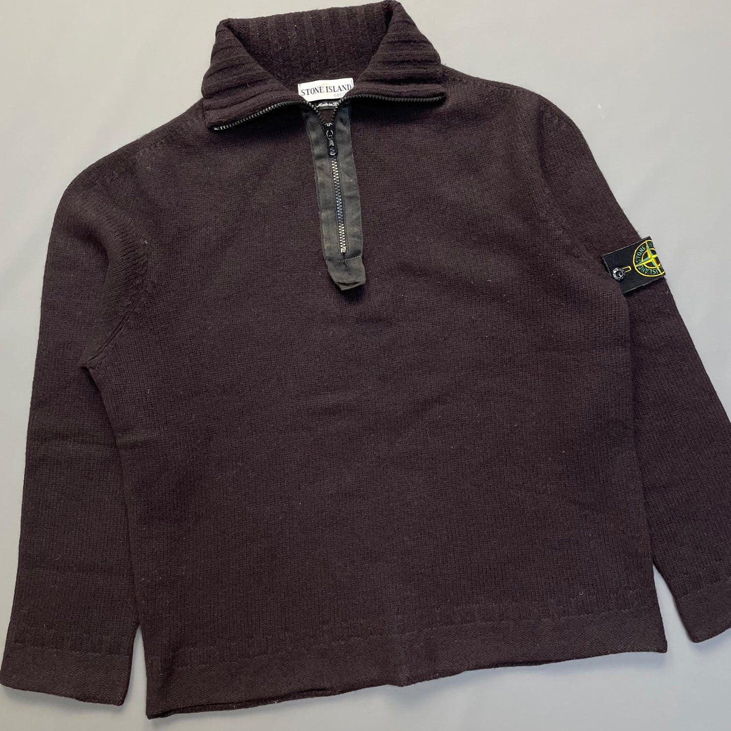 Stone Island Dark Brown AW02 Knit 1/4 Zip Jumper