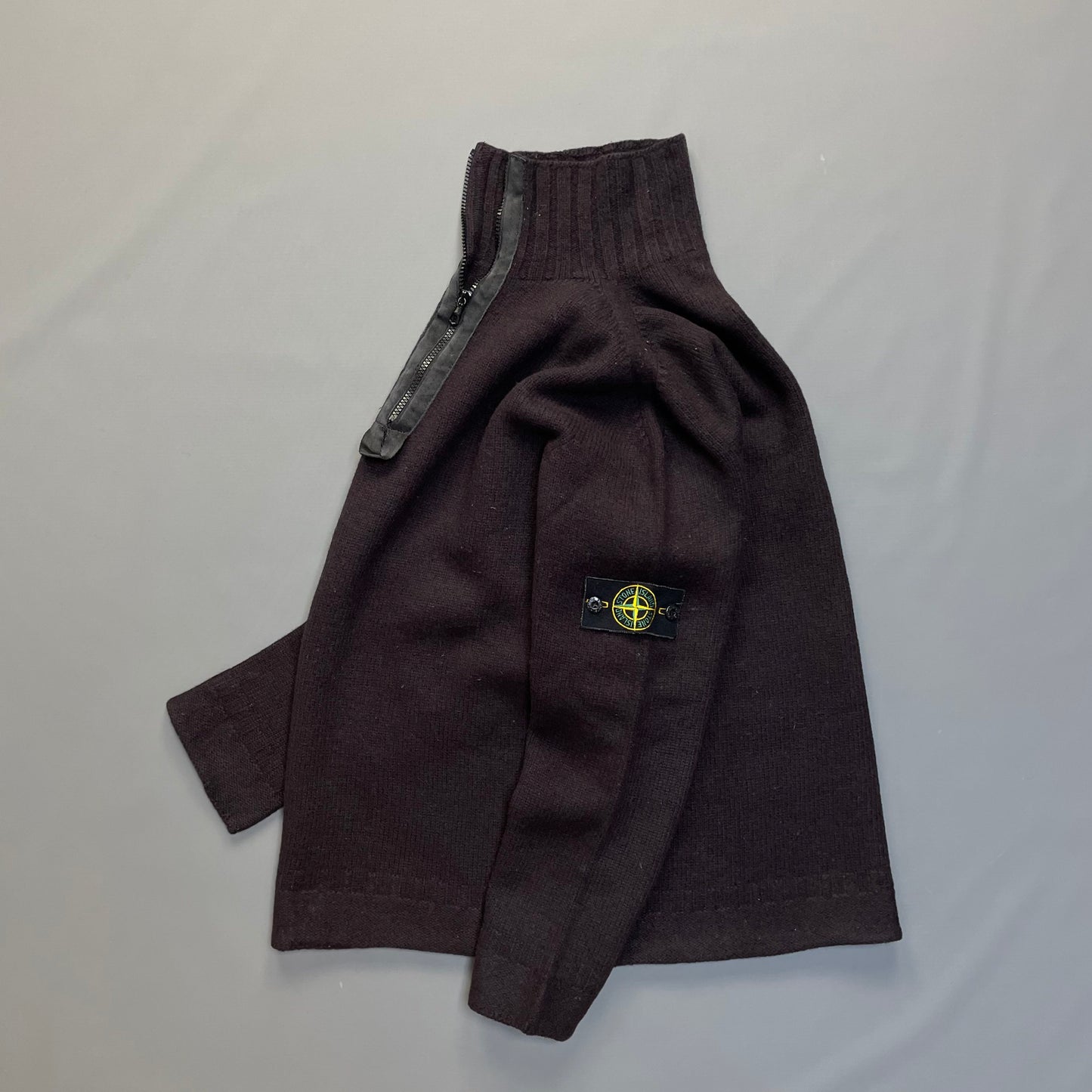 Stone Island Dark Brown AW02 Knit 1/4 Zip Jumper