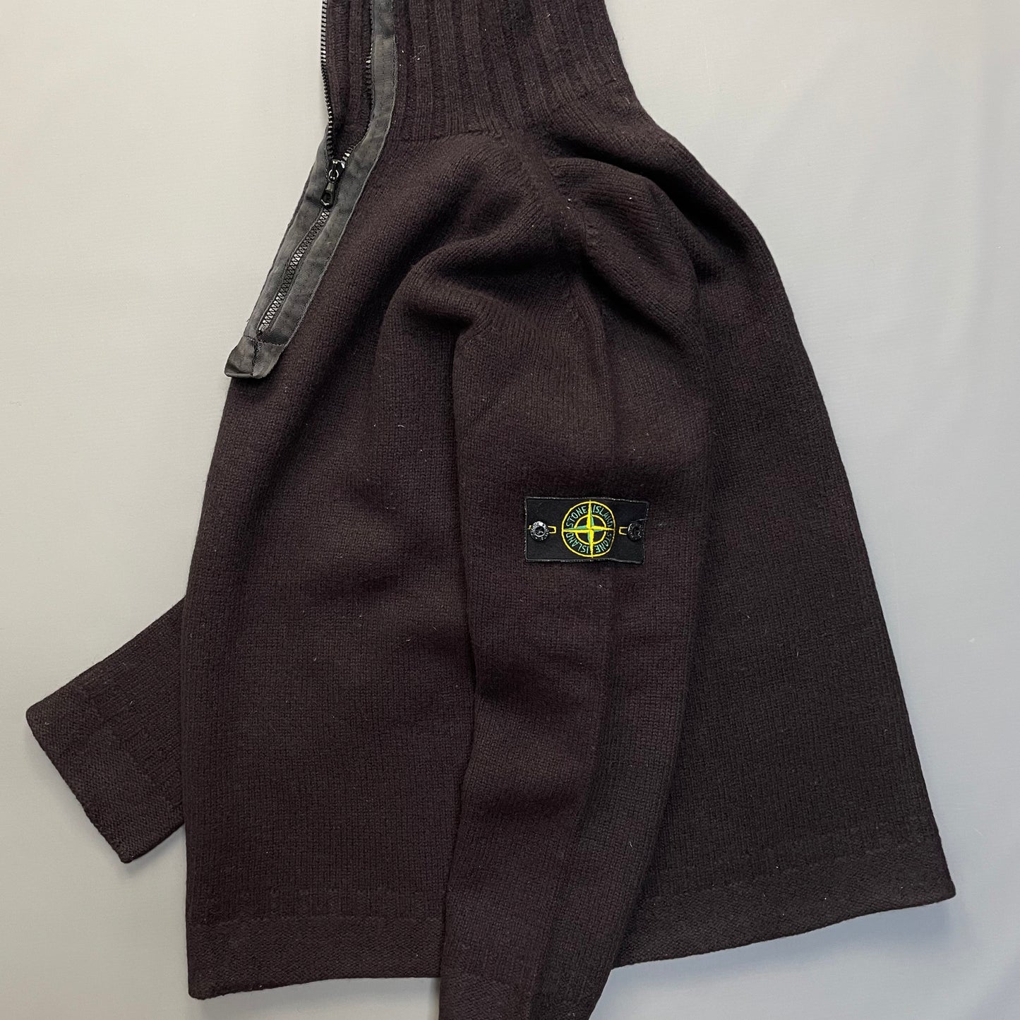 Stone Island Dark Brown AW02 Knit 1/4 Zip Jumper