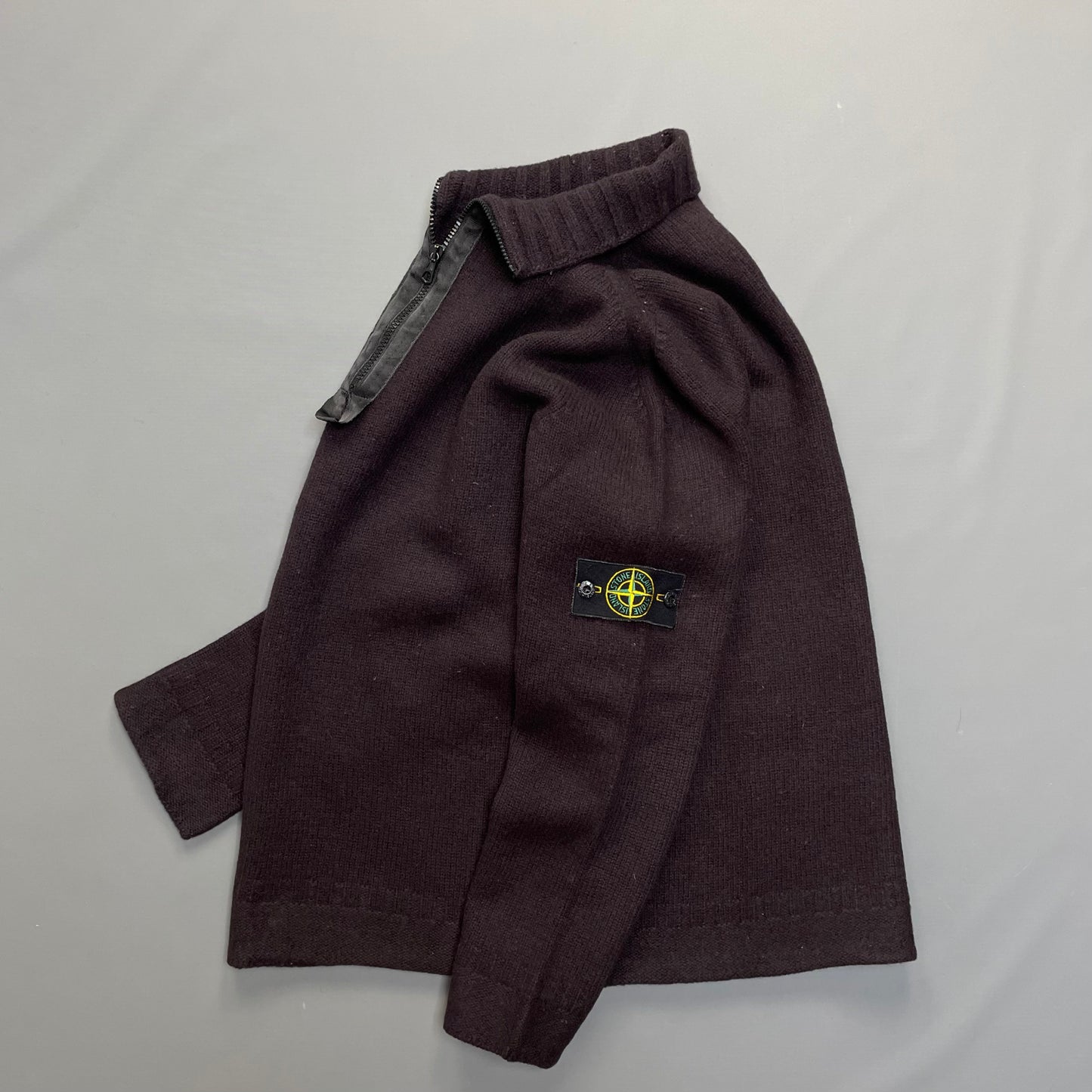 Stone Island Dark Brown AW02 Knit 1/4 Zip Jumper