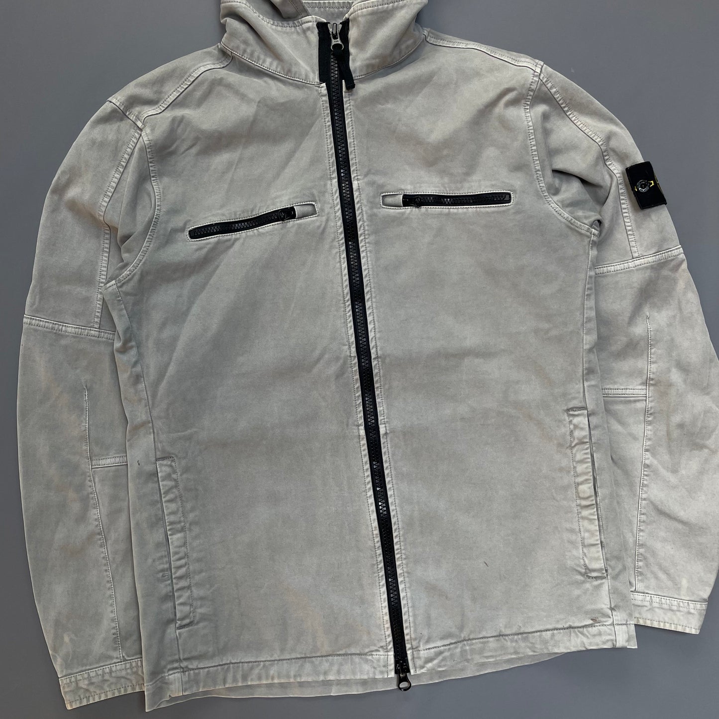 Stone Island Grey Canvas Hooded Jacket