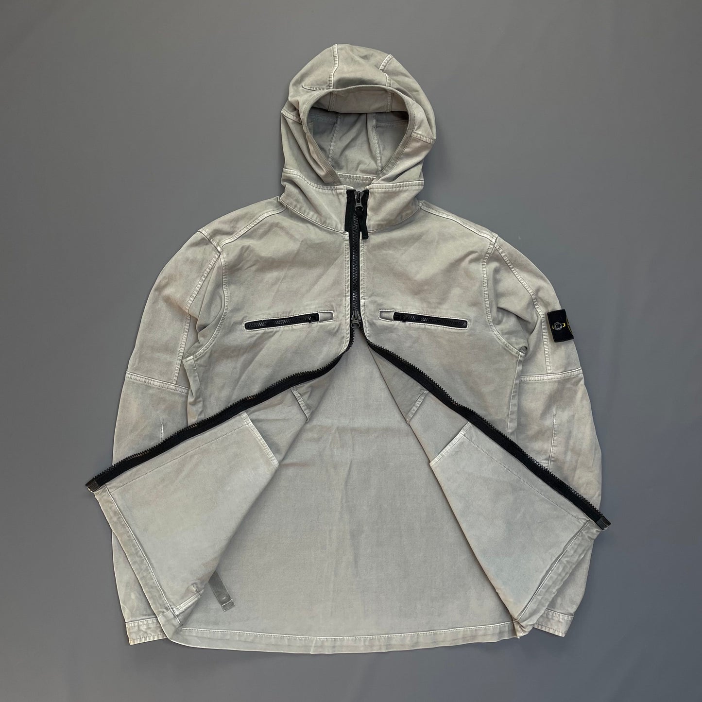 Stone Island Grey Canvas Hooded Jacket