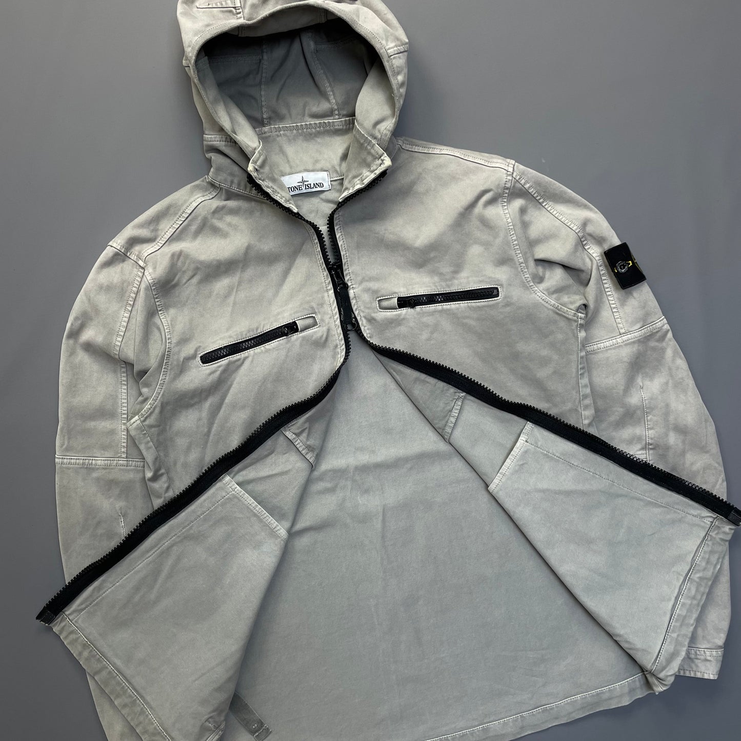 Stone Island Grey Canvas Hooded Jacket