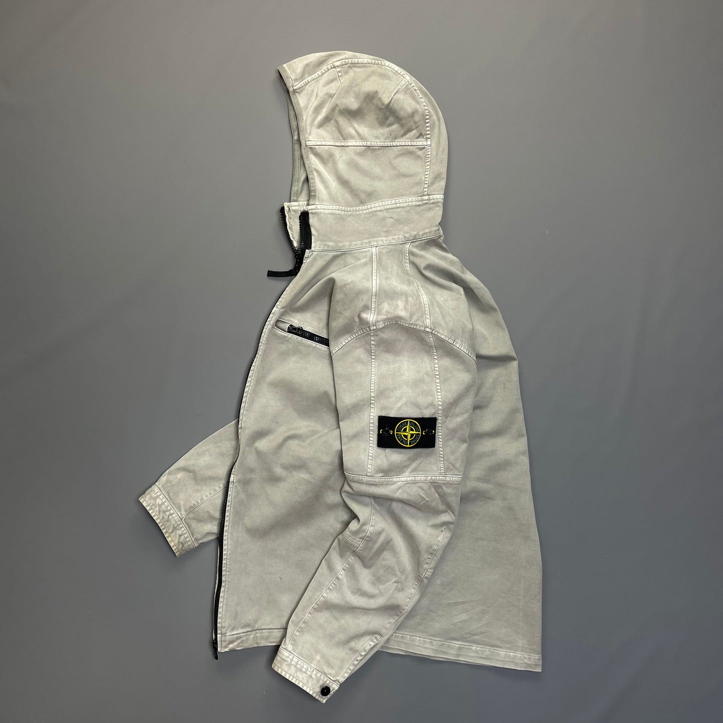 Stone Island Grey Canvas Hooded Jacket