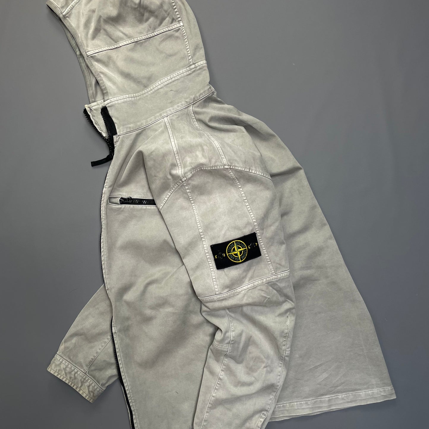 Stone Island Grey Canvas Hooded Jacket