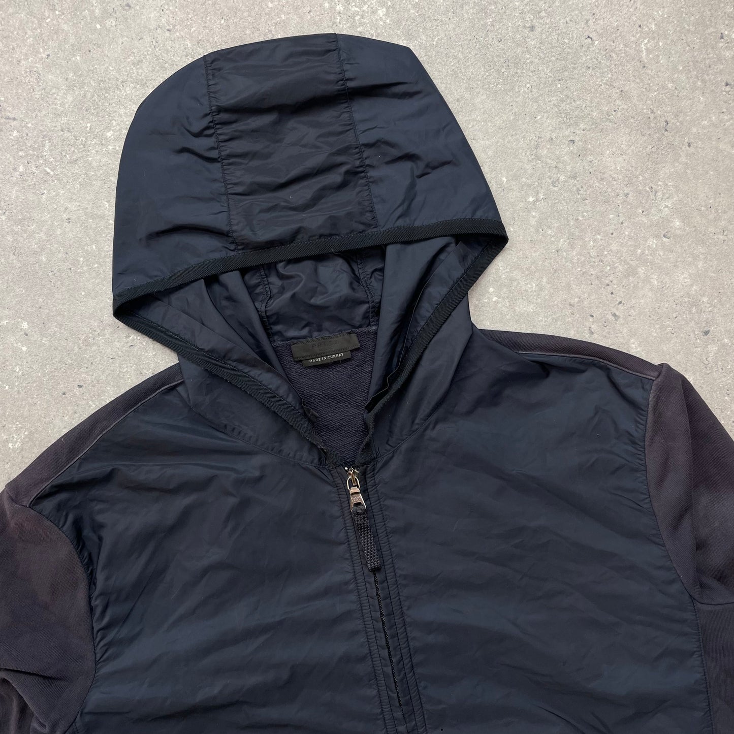 Prada Sport Navy Nylon Panel Hoodie