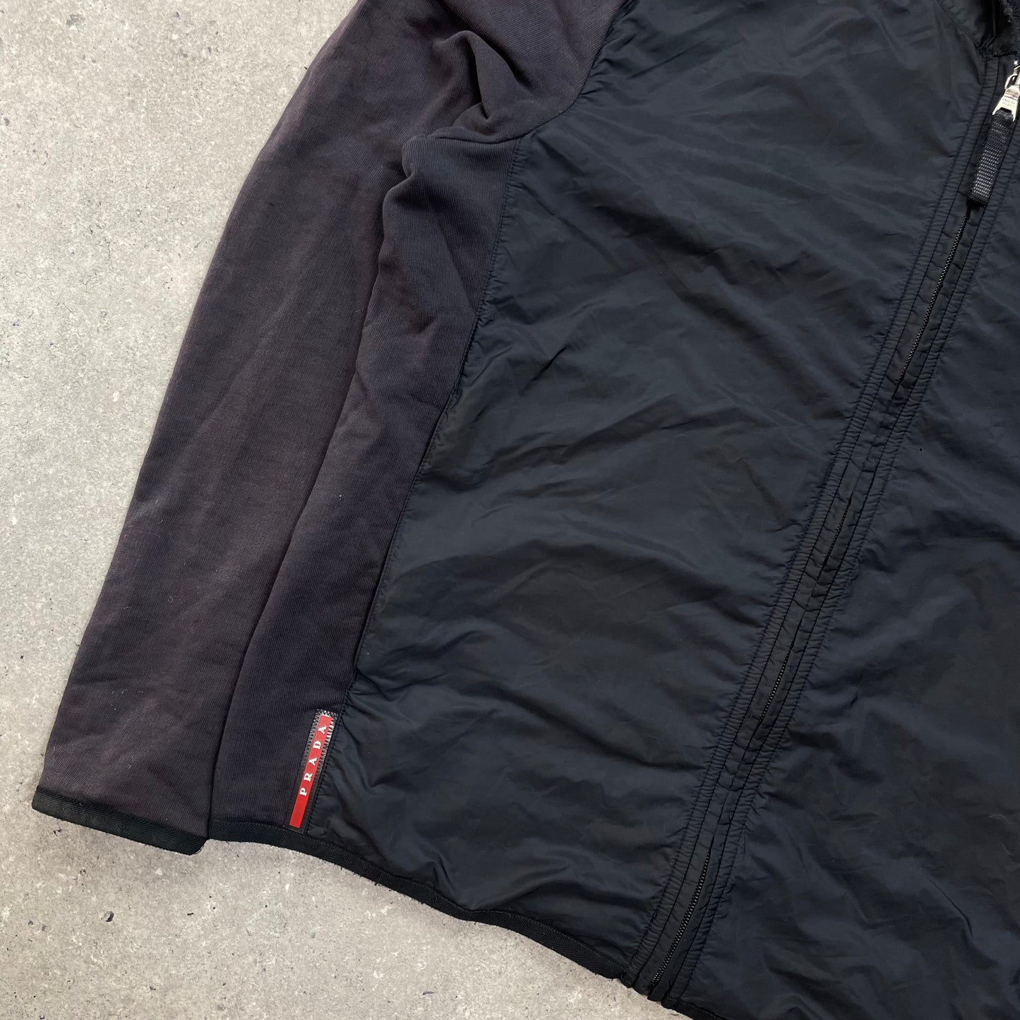 Prada Sport Navy Nylon Panel Hoodie