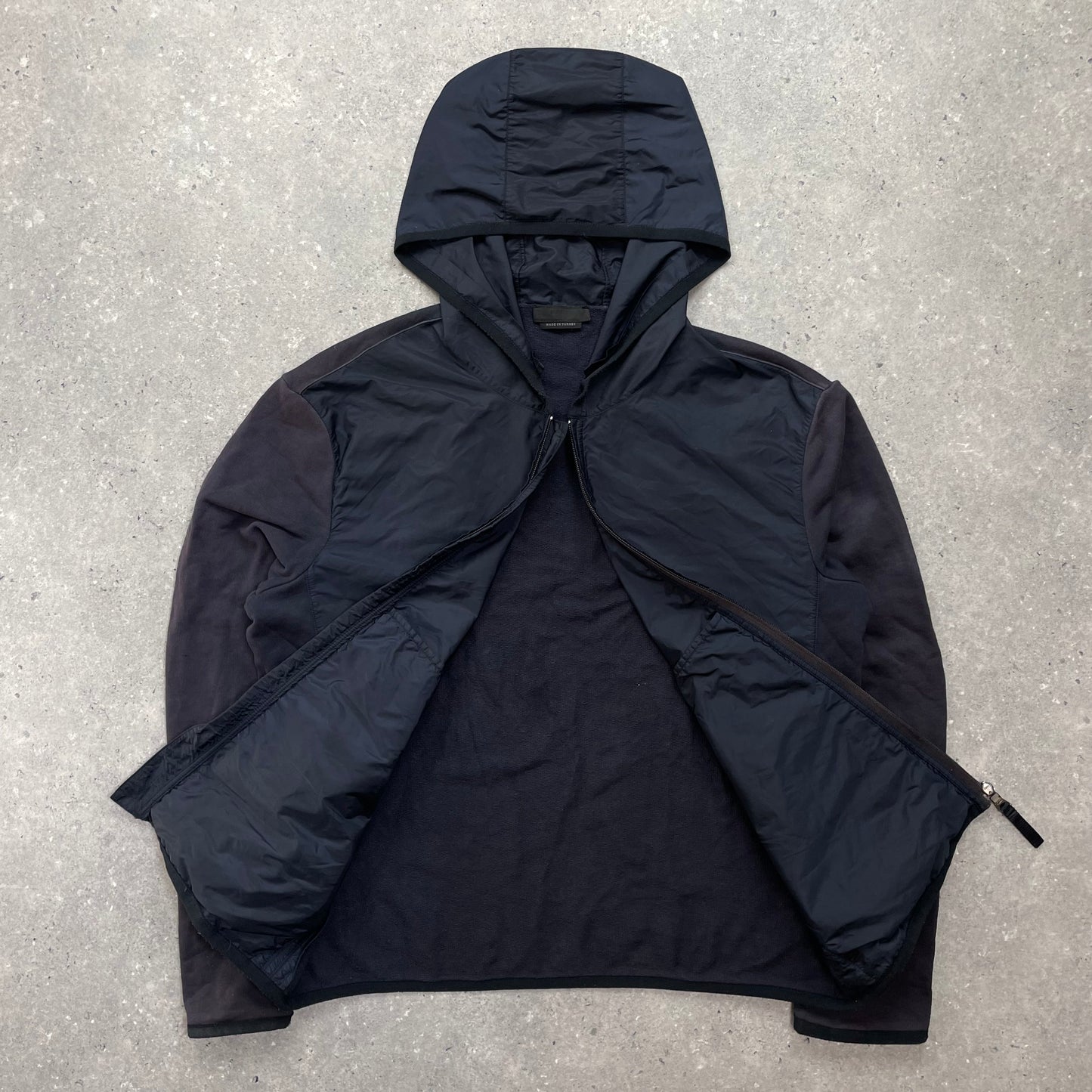 Prada Sport Navy Nylon Panel Hoodie