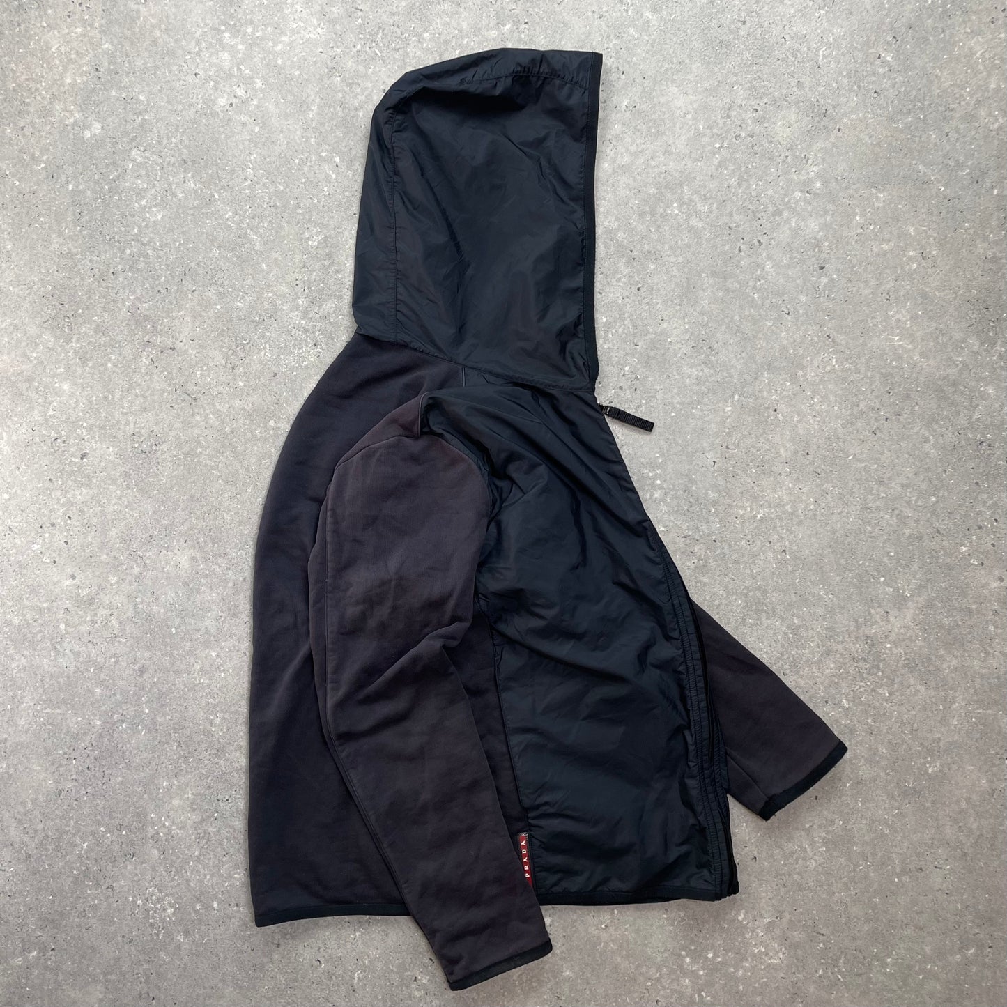 Prada Sport Navy Nylon Panel Hoodie