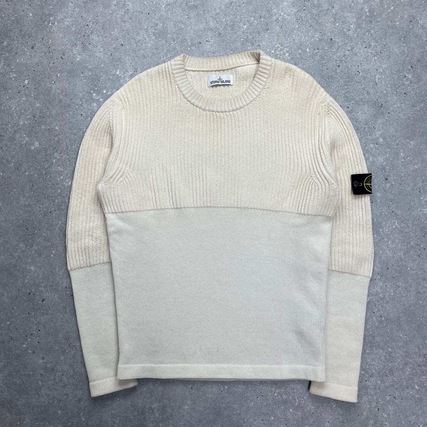 Stone Island Cream Half & Half Chenille Knit Jumper