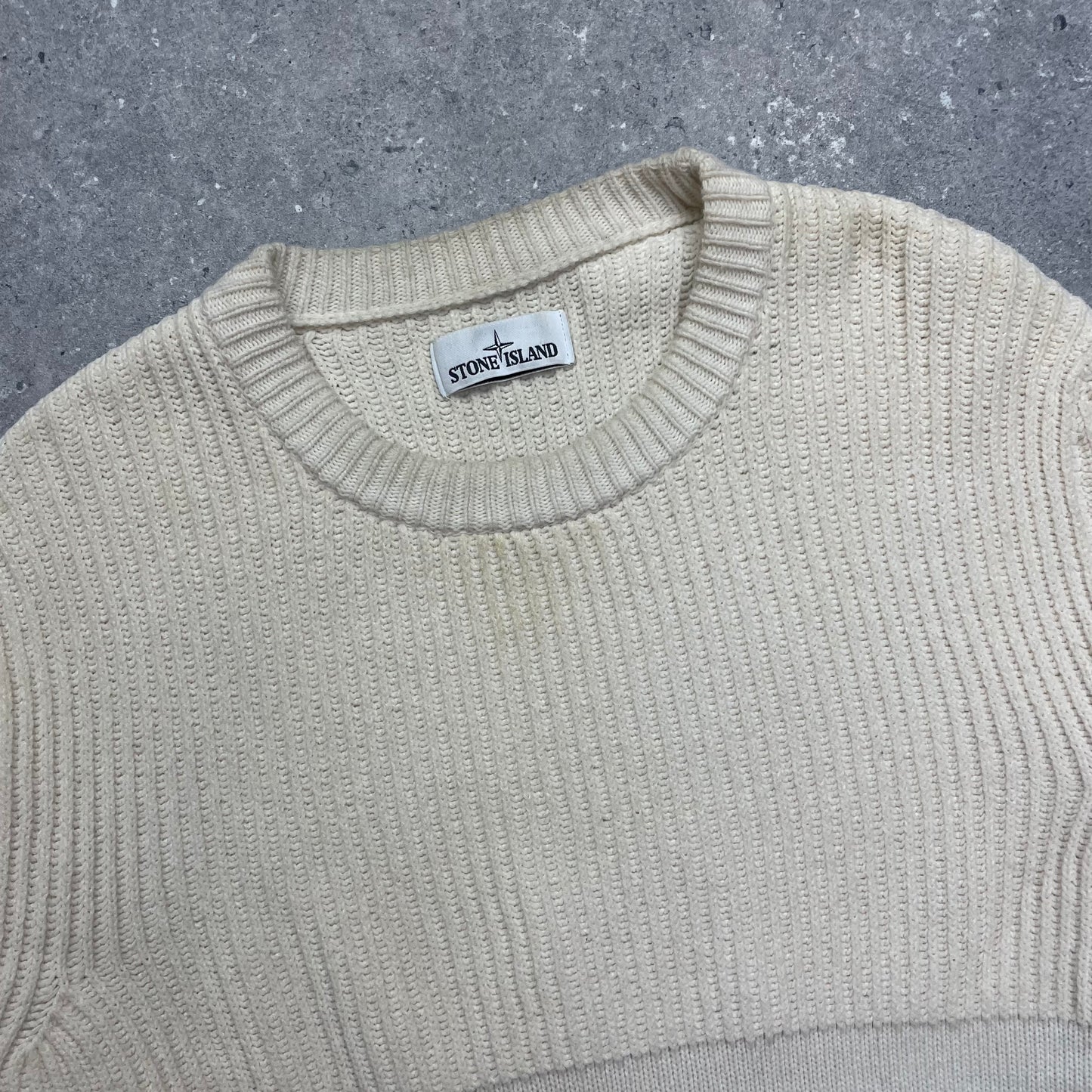 Stone Island Cream Half & Half Chenille Knit Jumper