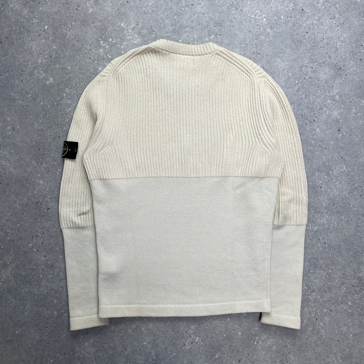 Stone Island Cream Half & Half Chenille Knit Jumper