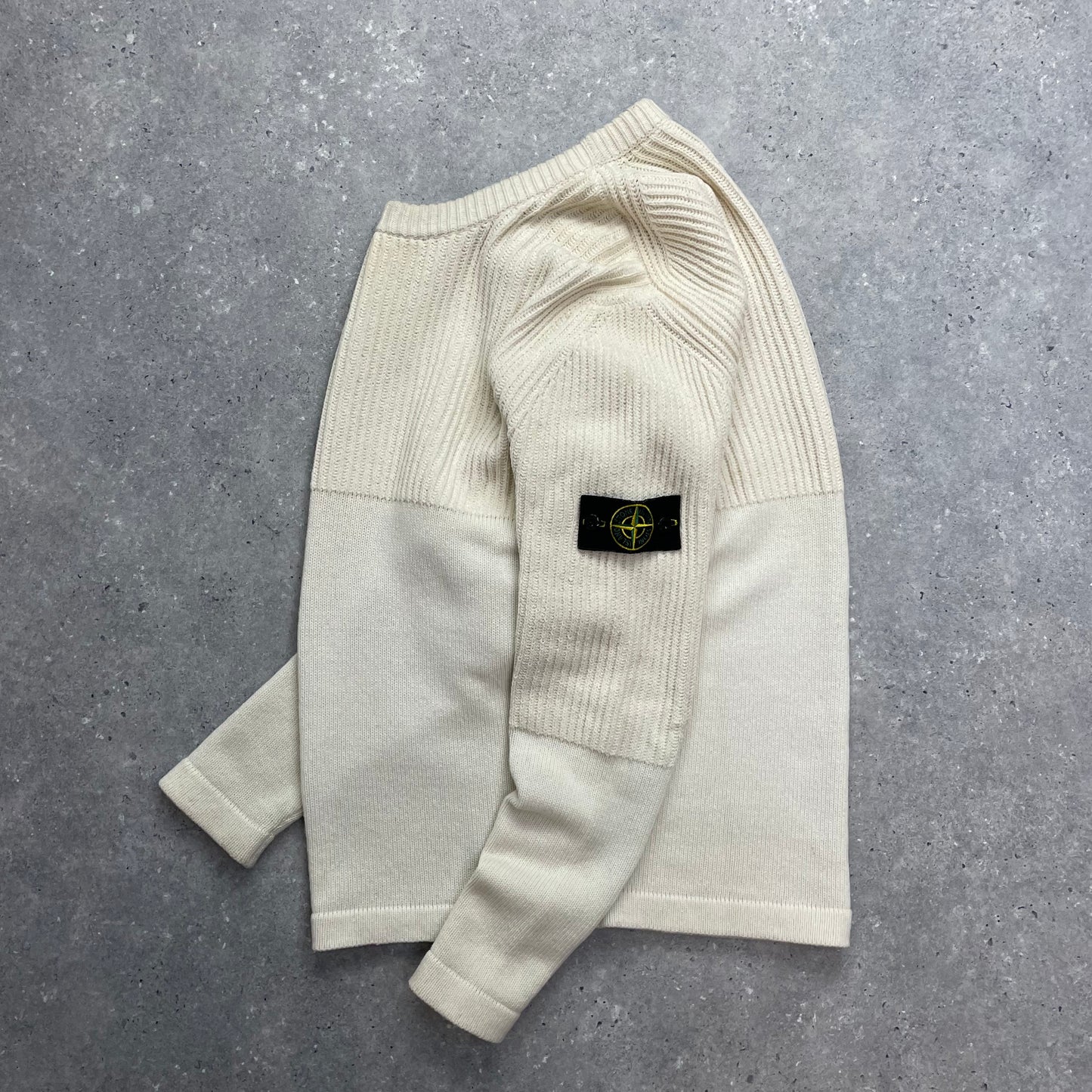 Stone Island Cream Half & Half Chenille Knit Jumper