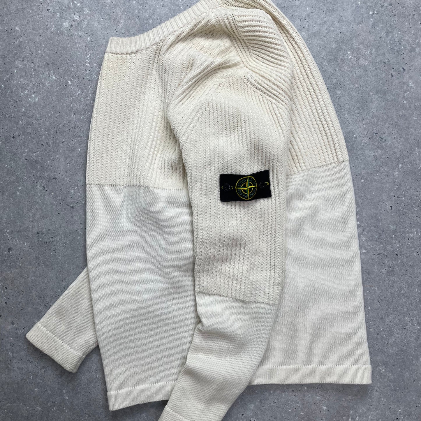 Stone Island Cream Half & Half Chenille Knit Jumper