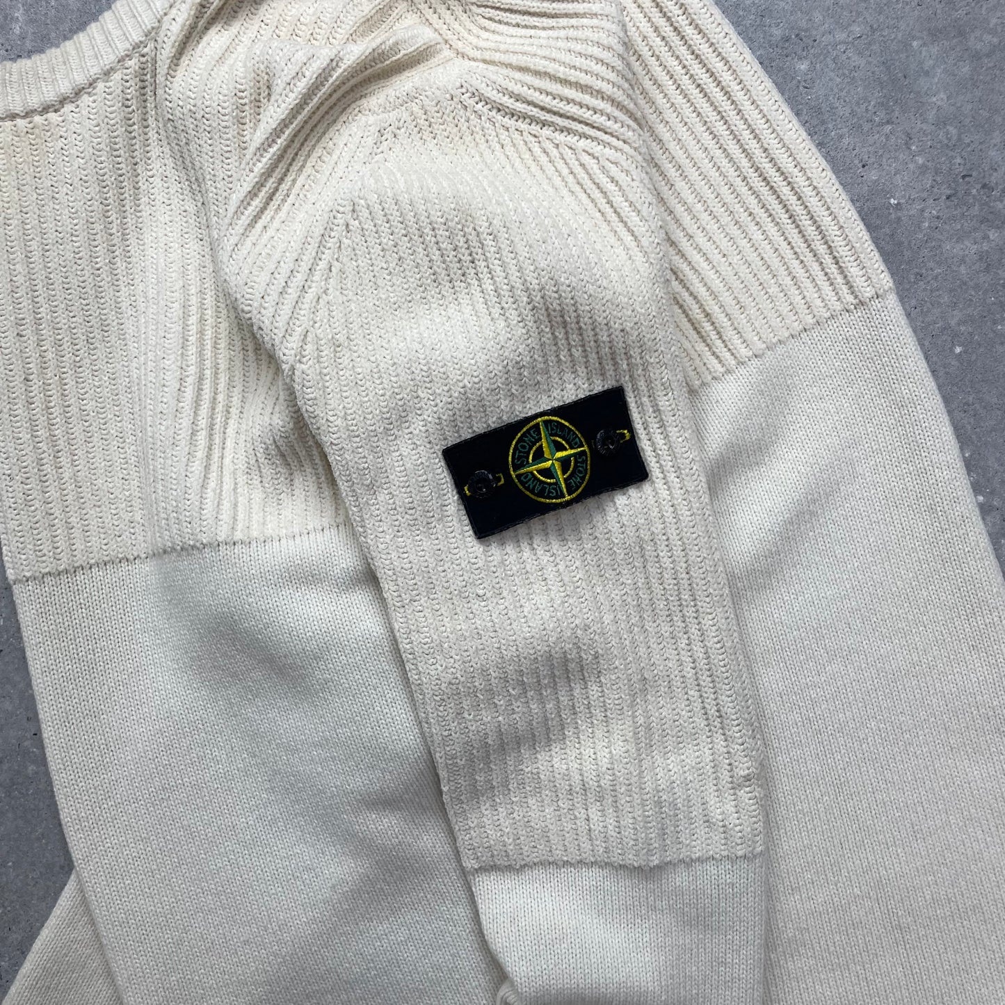 Stone Island Cream Half & Half Chenille Knit Jumper