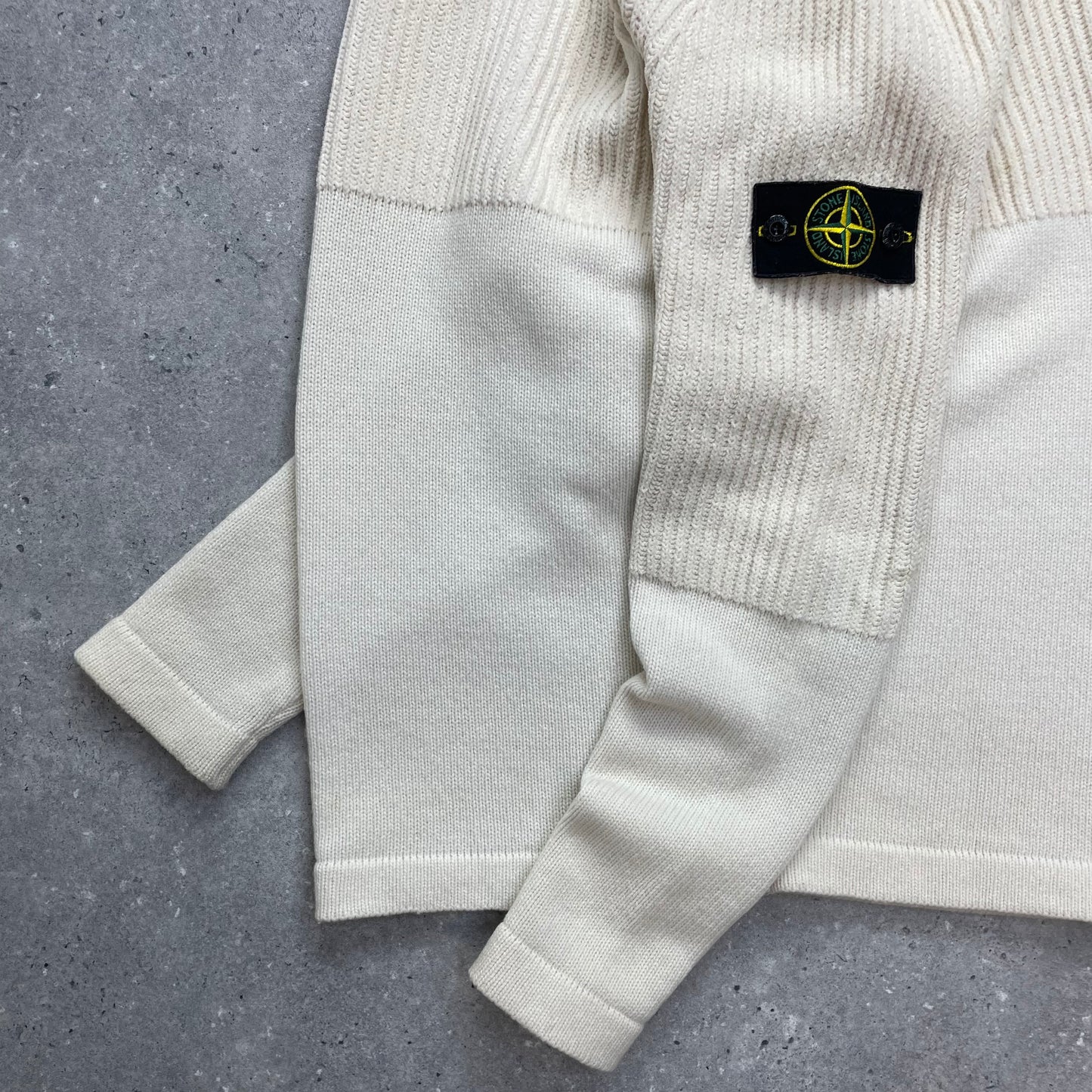 Stone Island Cream Half & Half Chenille Knit Jumper