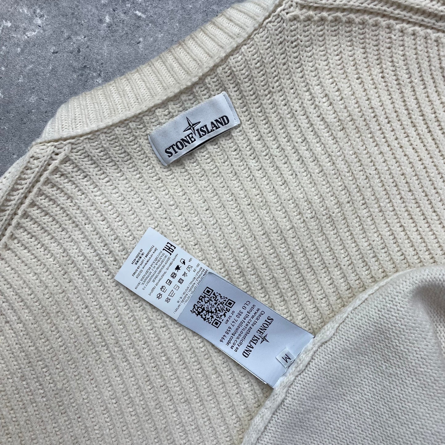 Stone Island Cream Half & Half Chenille Knit Jumper