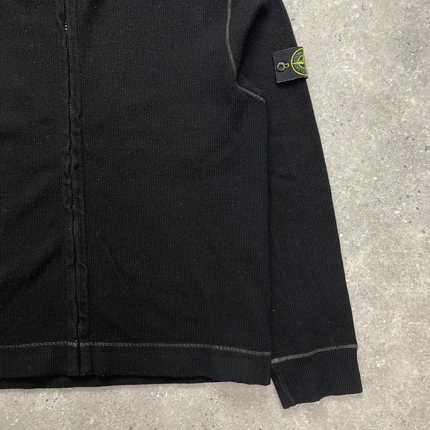 Stone Island Black Contrast Stitching Knit Hoodie AW03