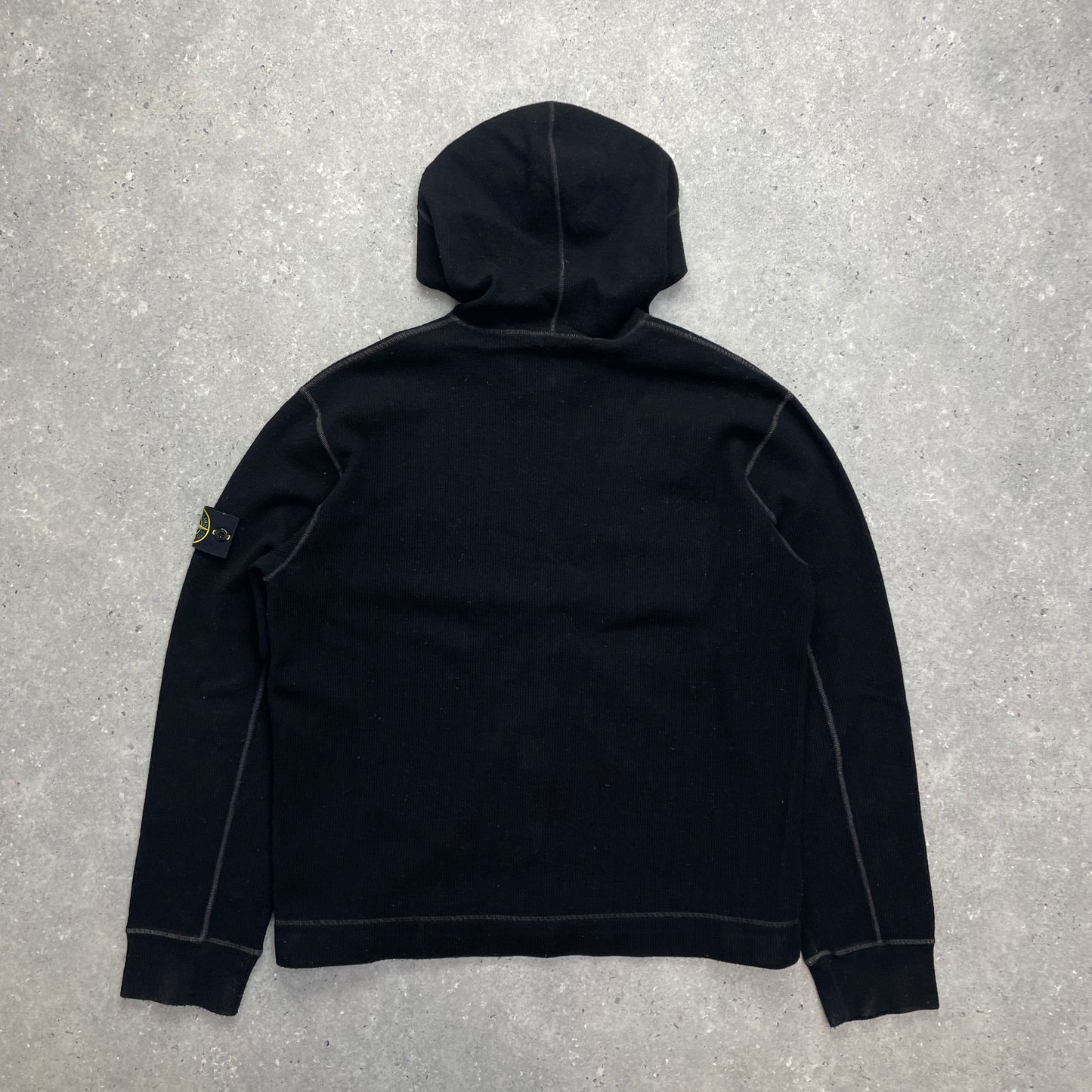 Stone Island Black Contrast Stitching Knit Hoodie AW03