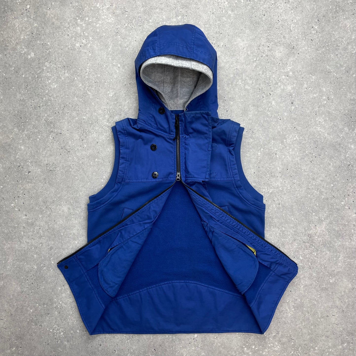 Stone Island Blue Gilet w/ Detachable Grey Hood AW12