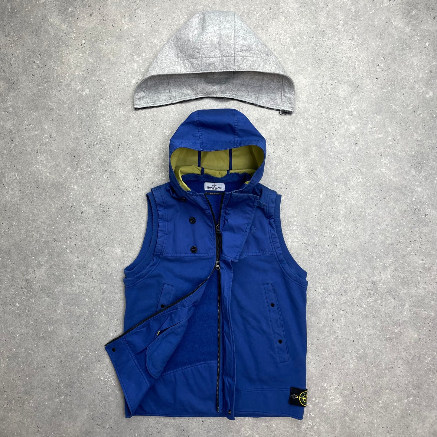 Stone Island Blue Gilet w/ Detachable Grey Hood AW12