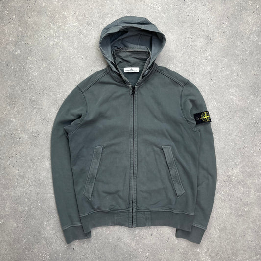 Stone Island Grey Concealed Hood Cotton Jacket