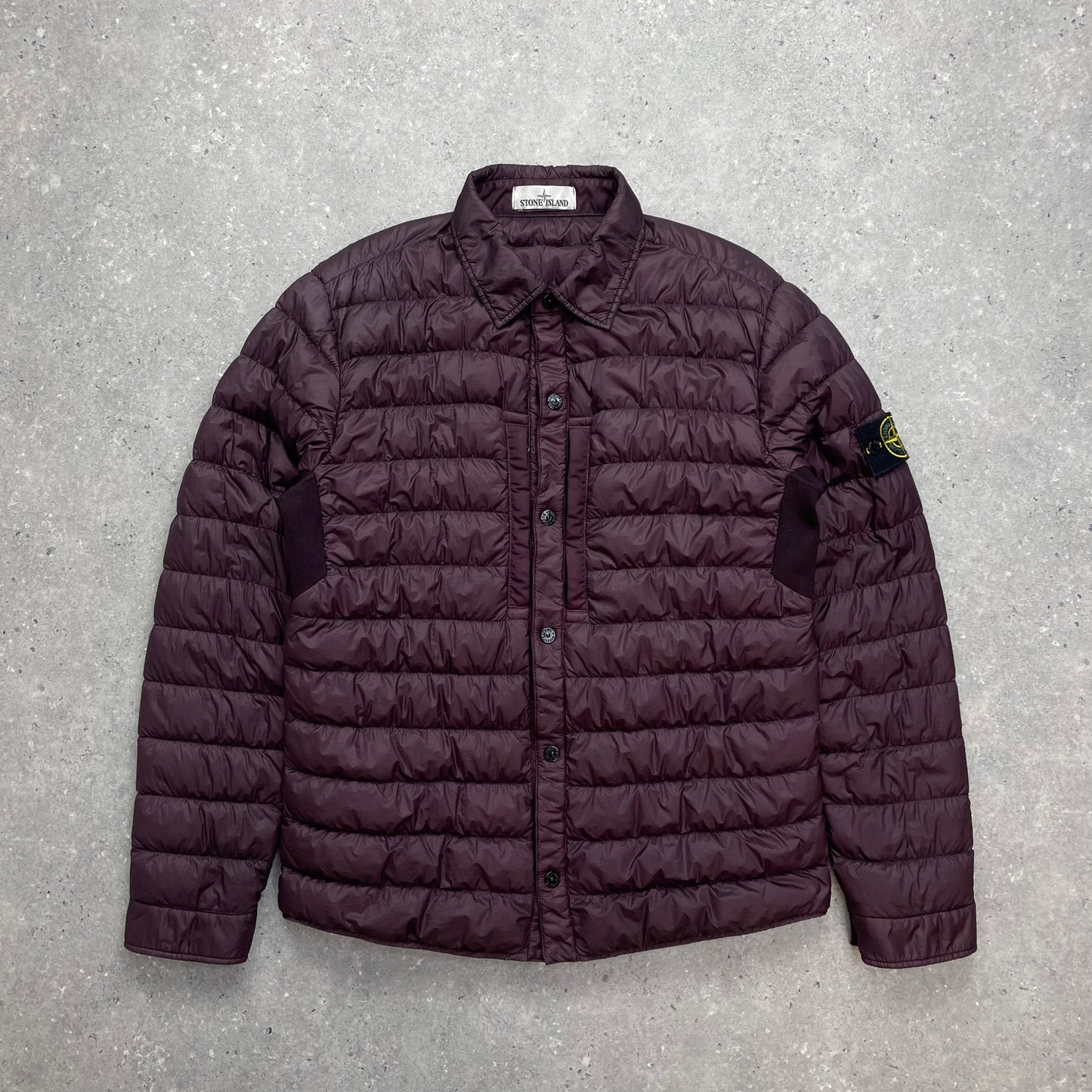 Stone Island Burgundy Padded Lightweight Down Overshirt Jacket