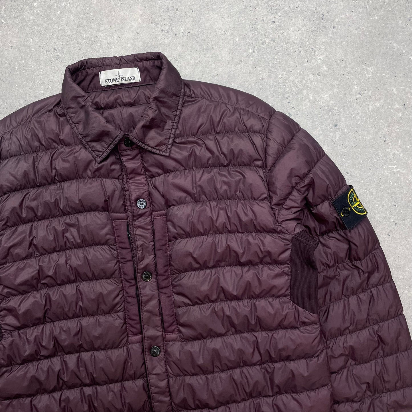 Stone Island Burgundy Padded Lightweight Down Overshirt Jacket