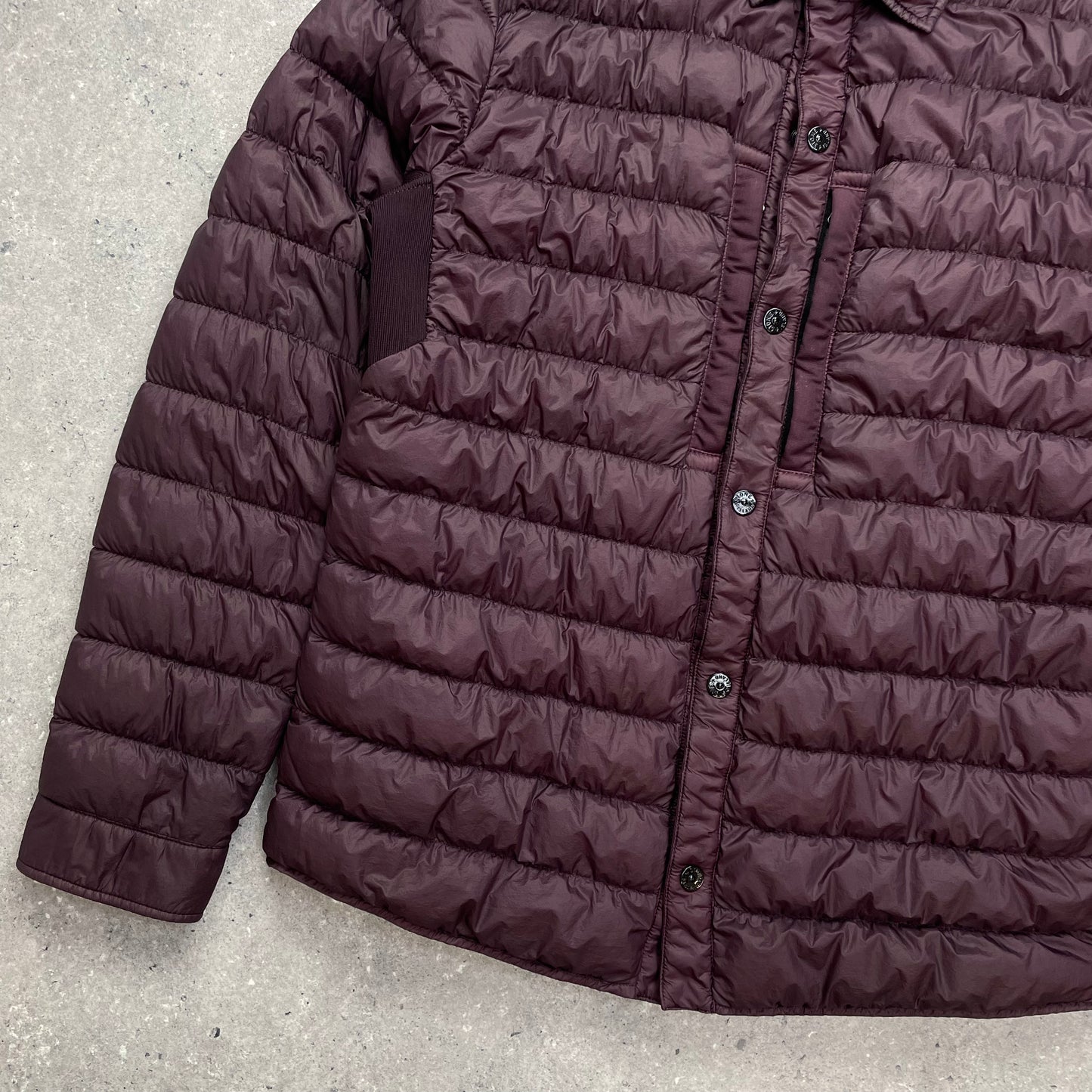 Stone Island Burgundy Padded Lightweight Down Overshirt Jacket