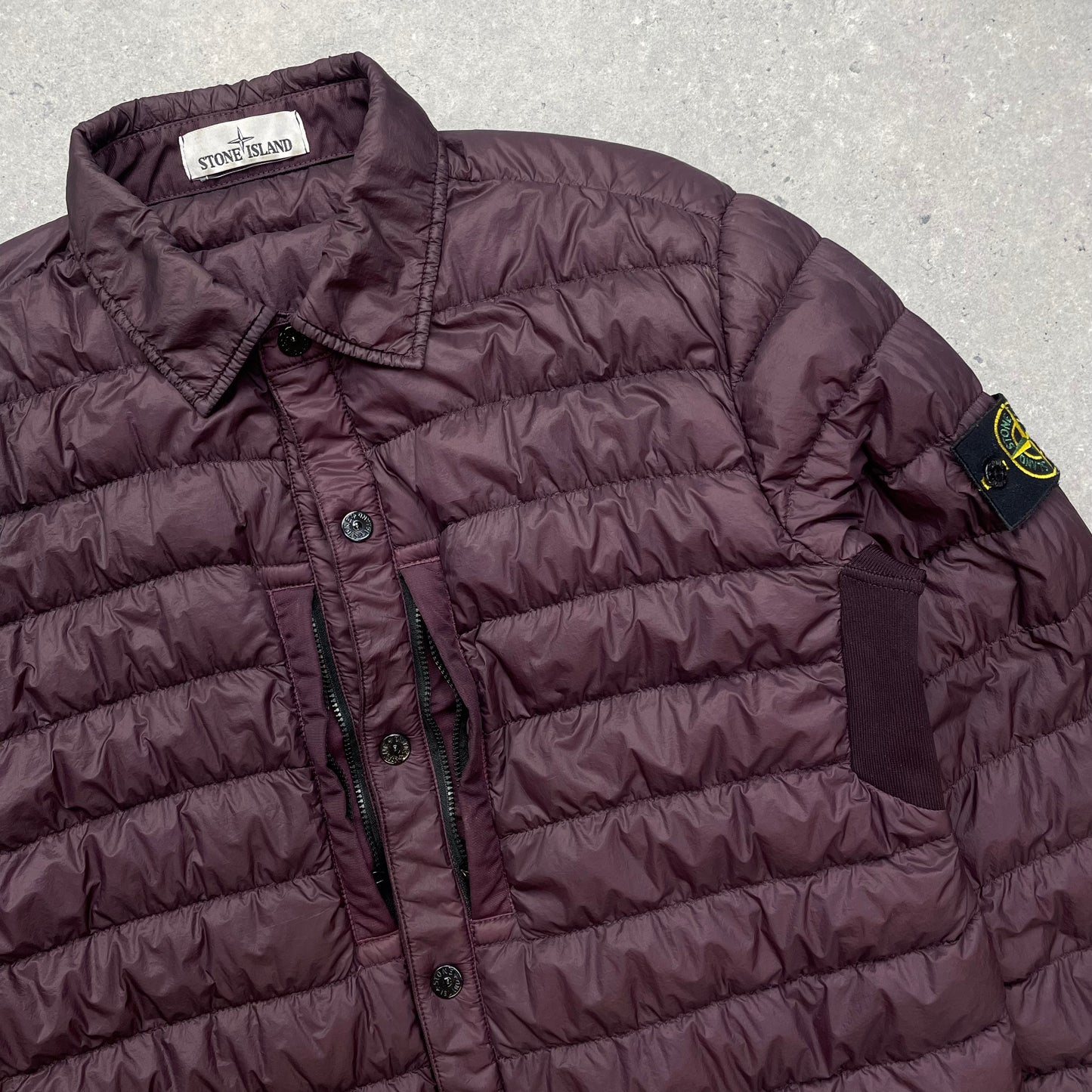 Stone Island Burgundy Padded Lightweight Down Overshirt Jacket