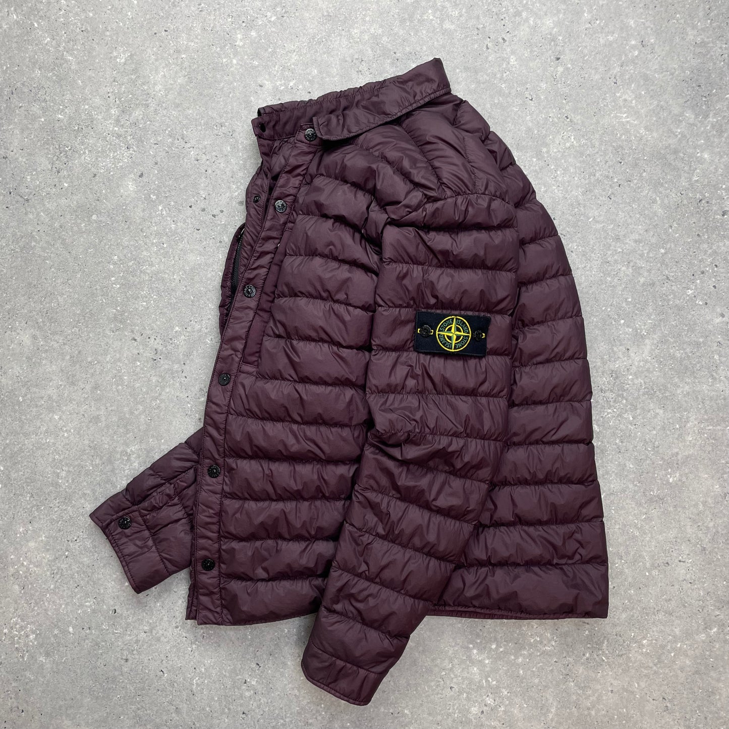 Stone Island Burgundy Padded Lightweight Down Overshirt Jacket