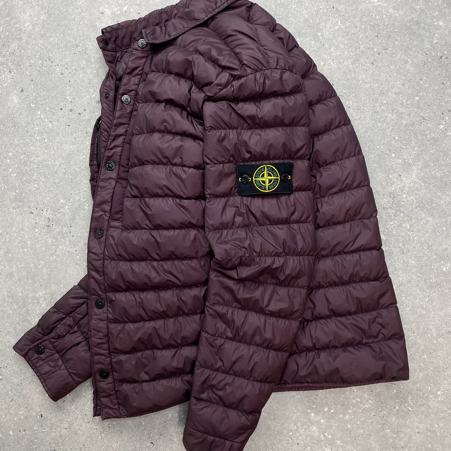 Stone Island Burgundy Padded Lightweight Down Overshirt Jacket