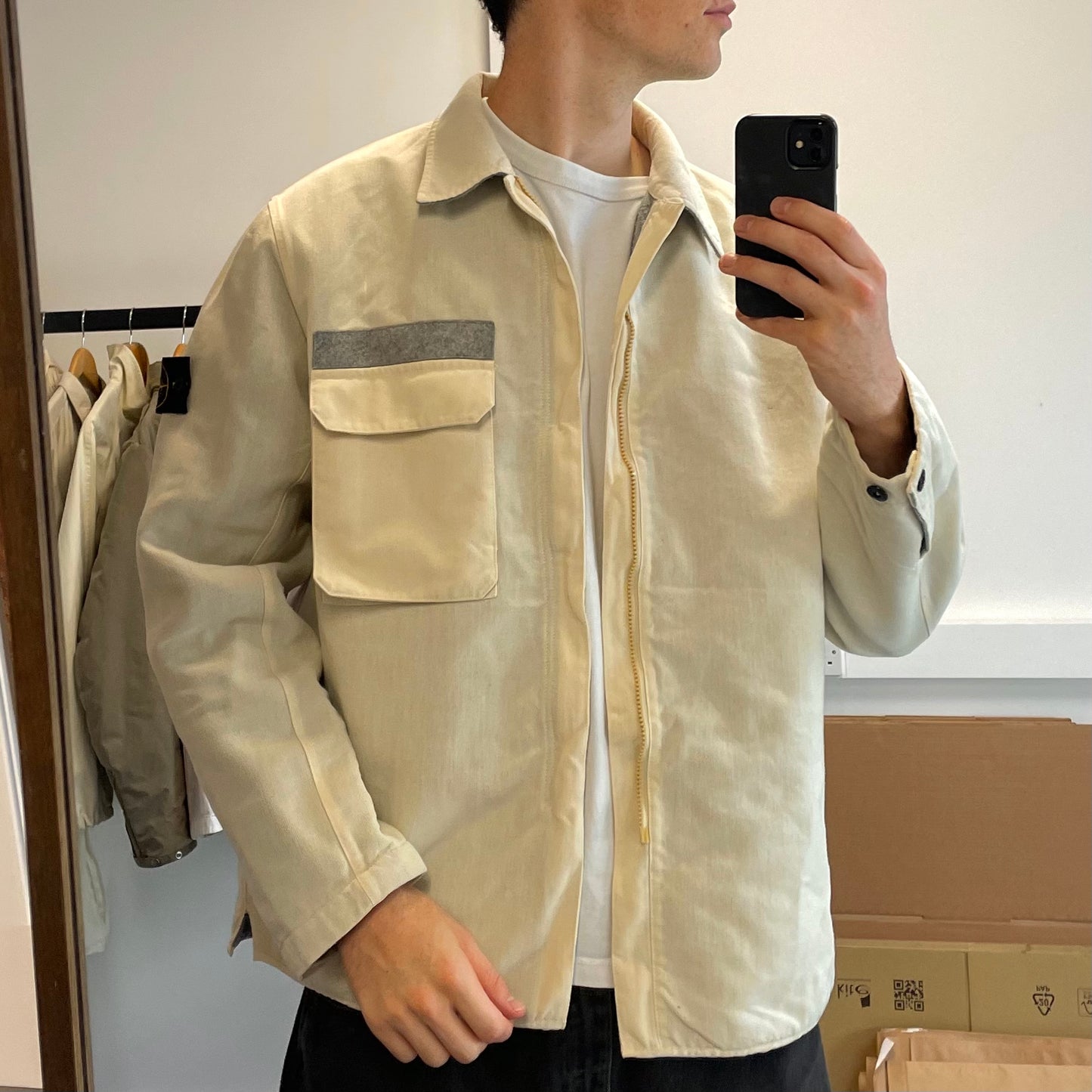 Stone Island Cream Canvas Lined Jacket AW03