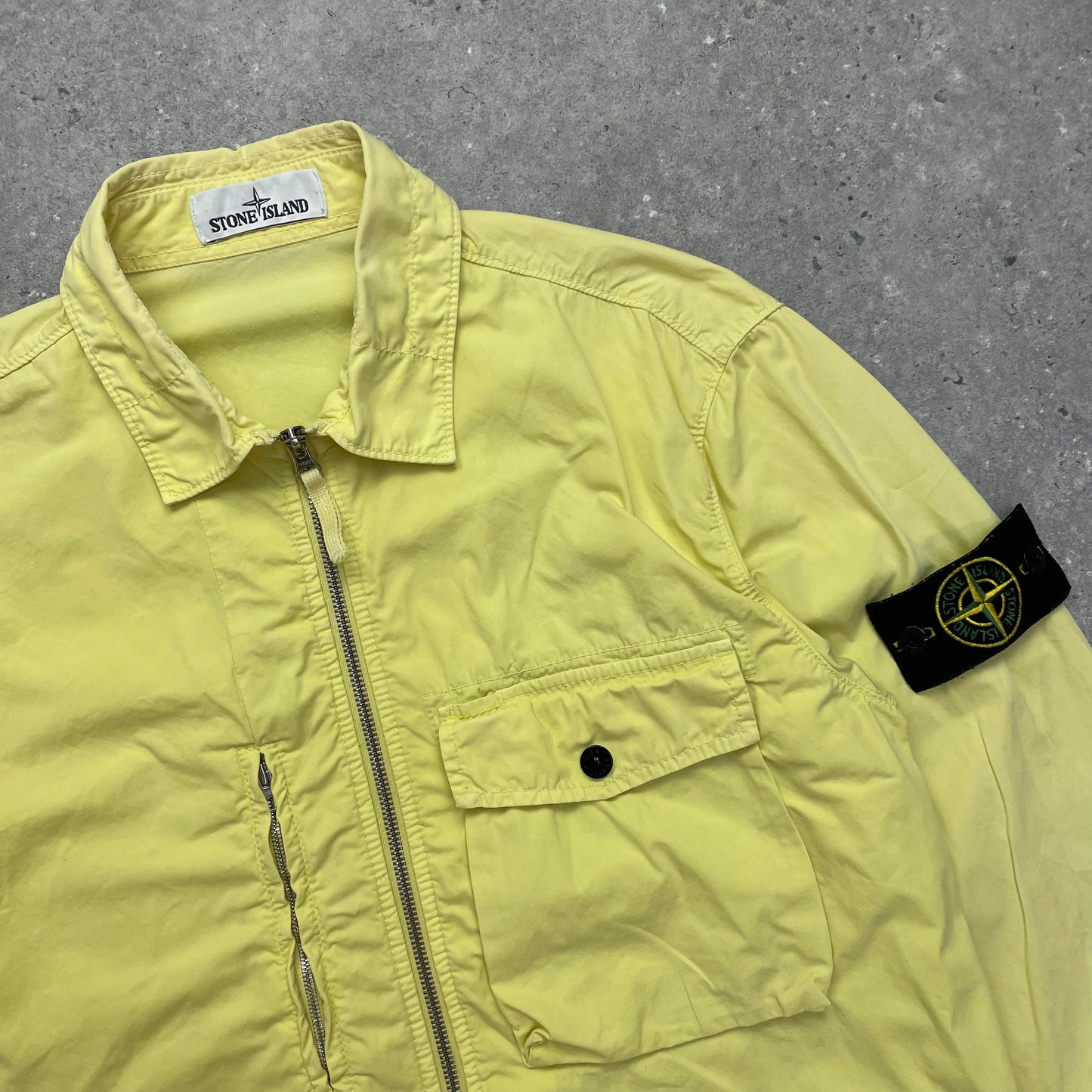 Stone Island Yellow Zip-Through Overshirt