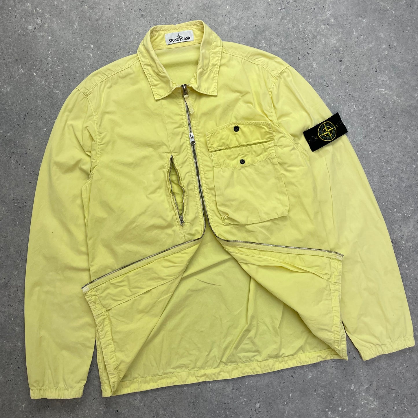 Stone Island Yellow Zip-Through Overshirt