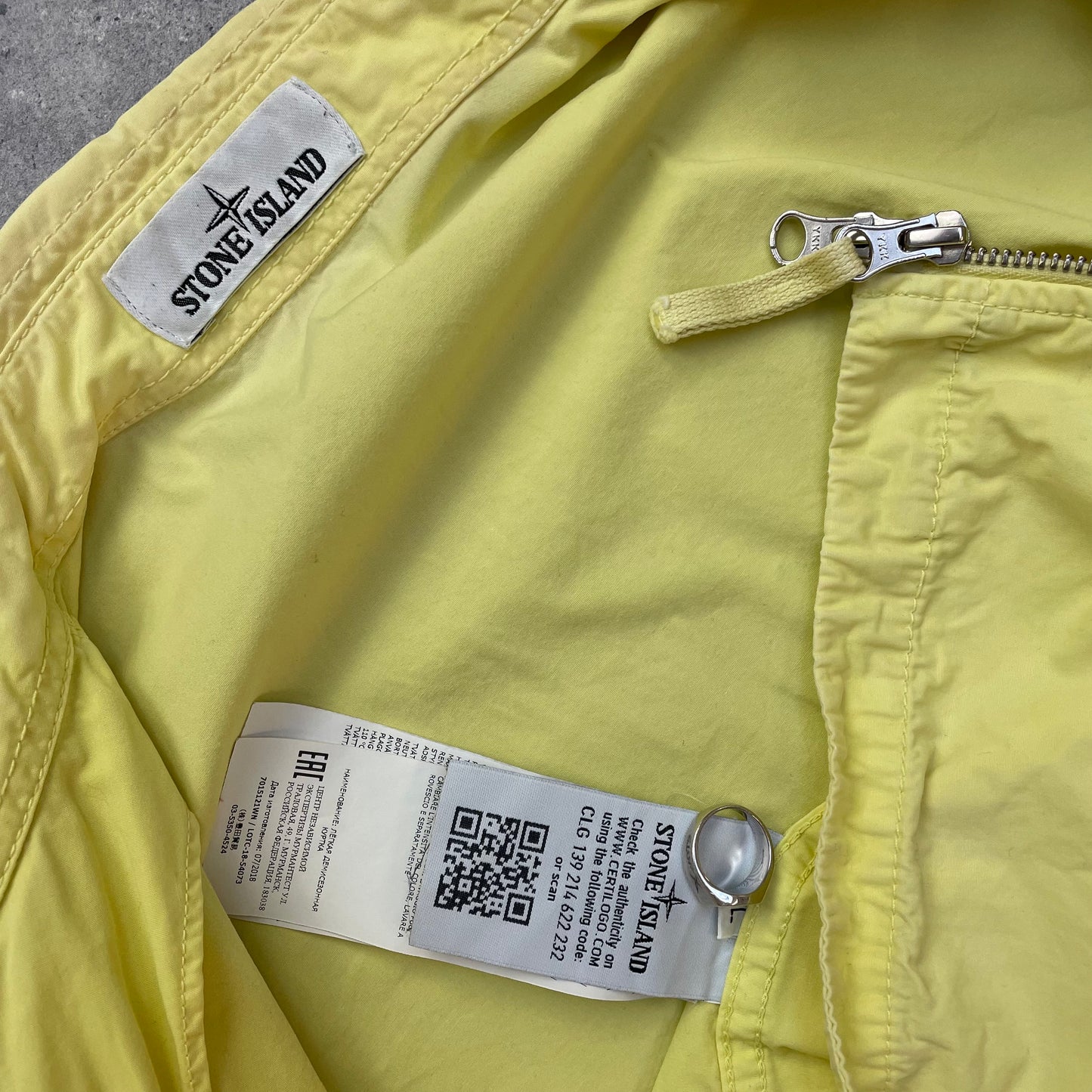 Stone Island Yellow Zip-Through Overshirt