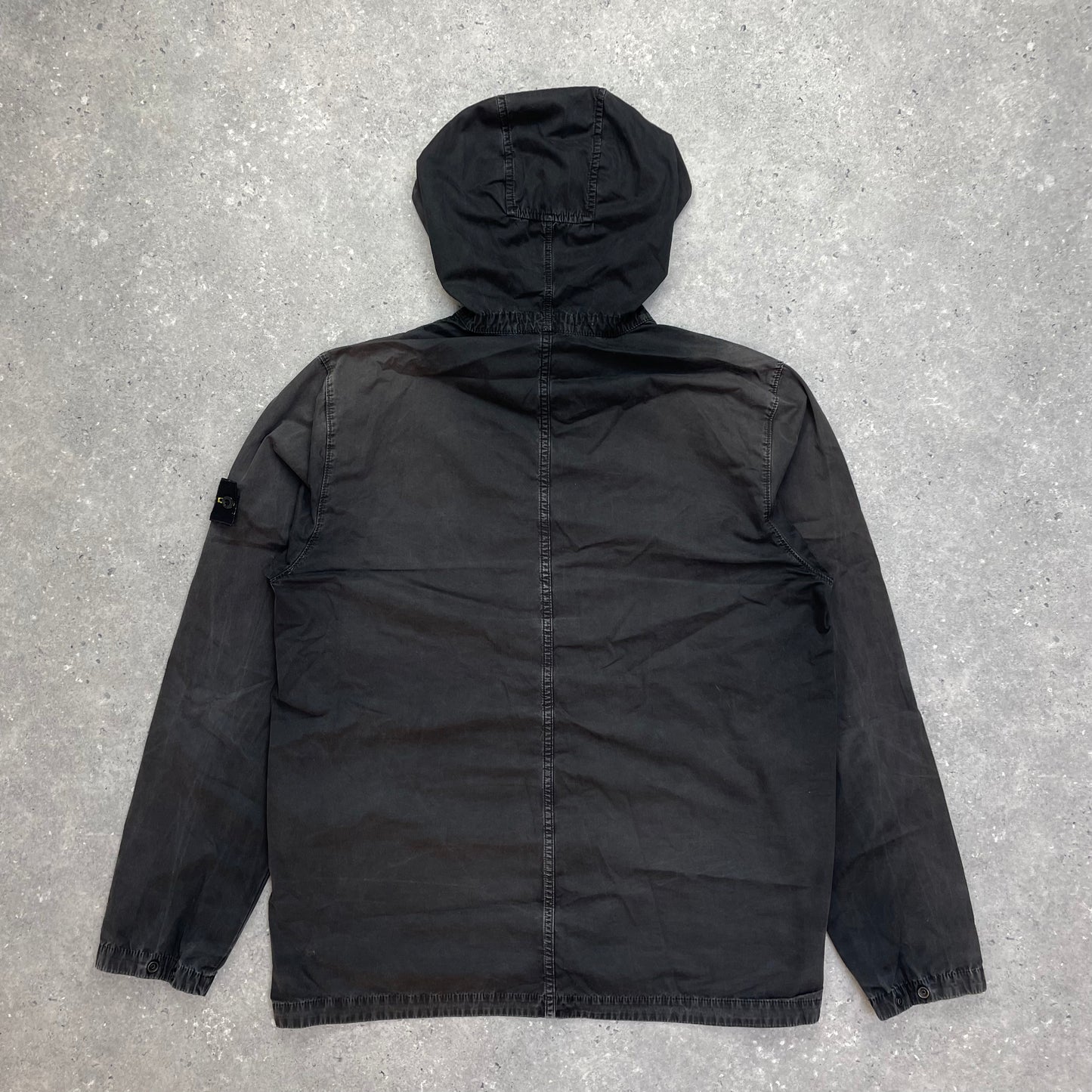 Stone Island Black Brushed Cotton Hooded Overshirt Jacket